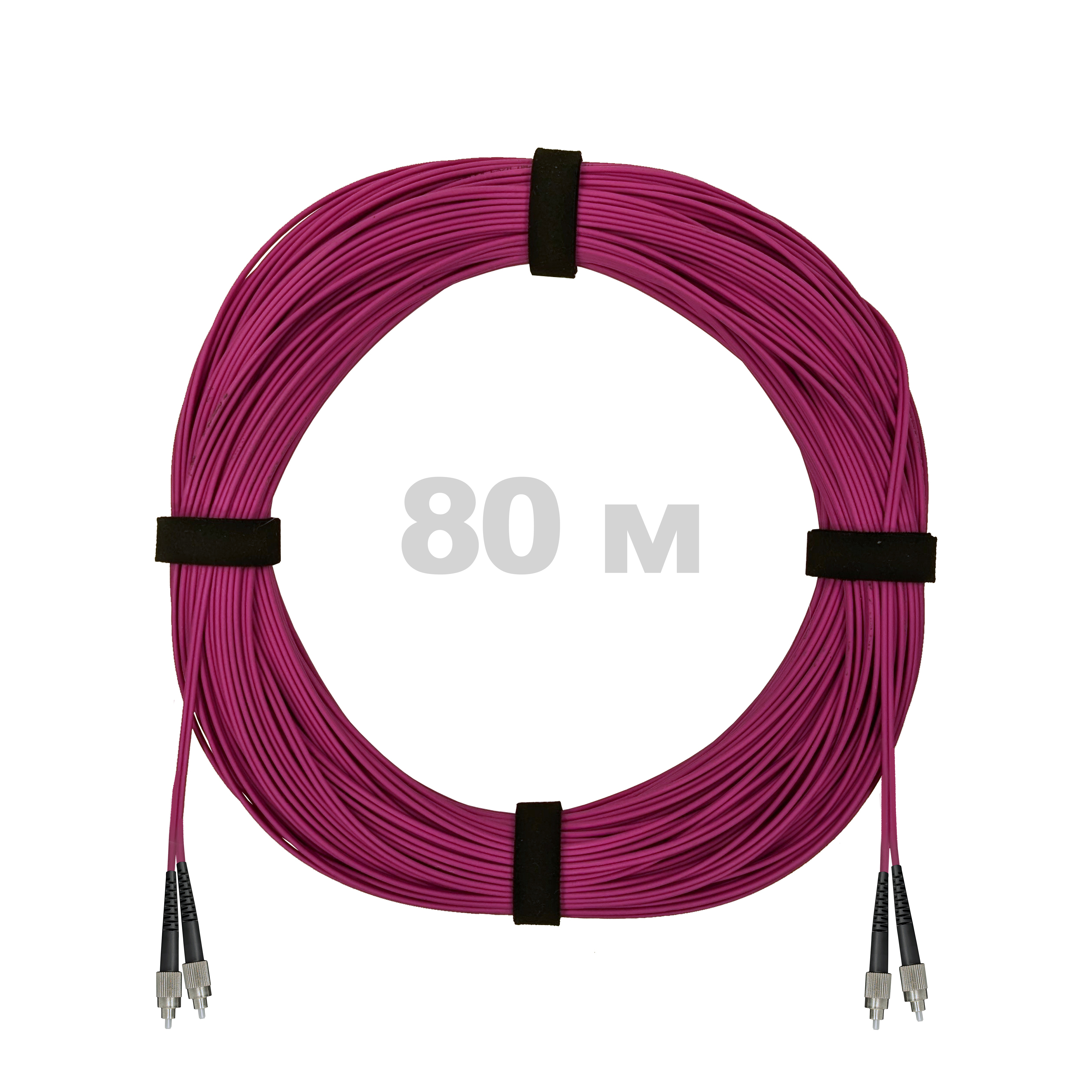 Патч-корд оптический FC/UPC-FC/UPC MM (OM4) 3mm duplex LSZH,  80 м.