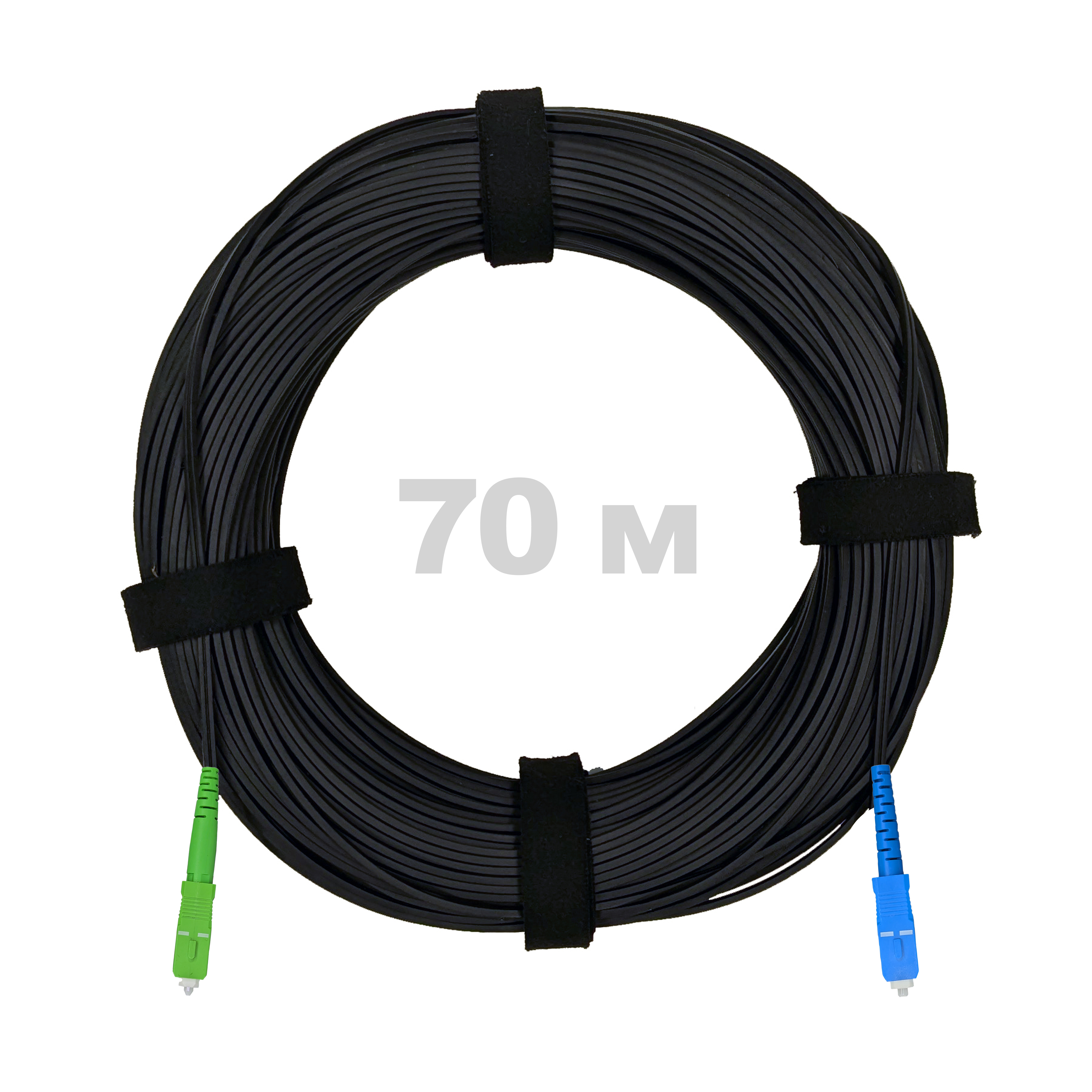 Патч-корд оптический FTTH диэлектрик FRP, G.657 LSZH SC/APC-SC/UPC, черный 70 м.