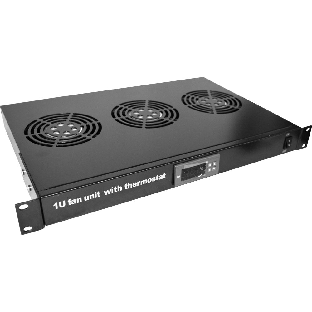 Блок 2-х вентиляторов 19", с подшипниками, с термостатом, 1U__