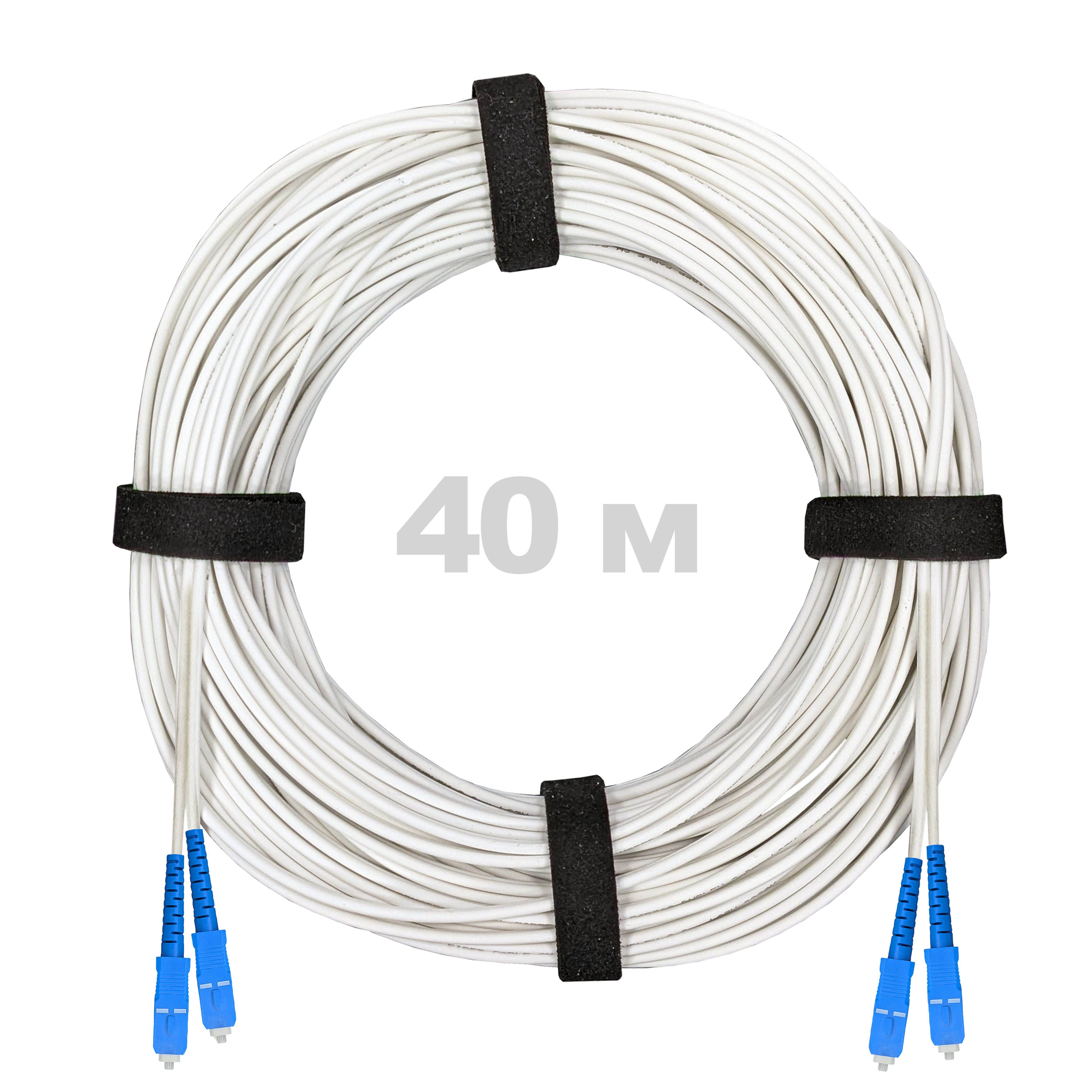Патч-корд оптический армированный бронированный SC/UPC-SC/UPC SM (G.657A1) Duplex 2.0mm LSZH, ,белый, 40 м.