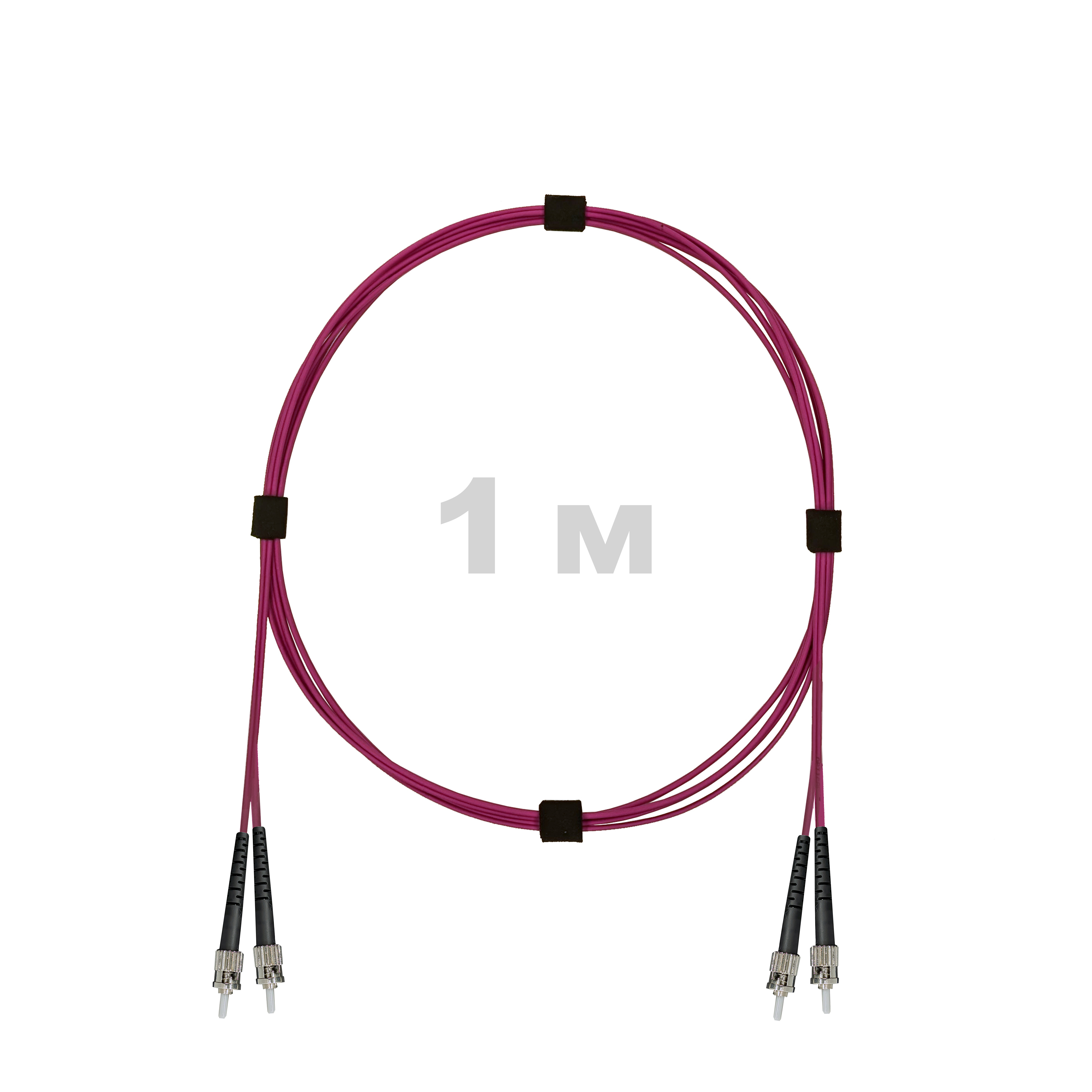 Патч-корд оптический ST/PC-ST/PC MM (OM4) 2mm duplex LSZH,  1 м.