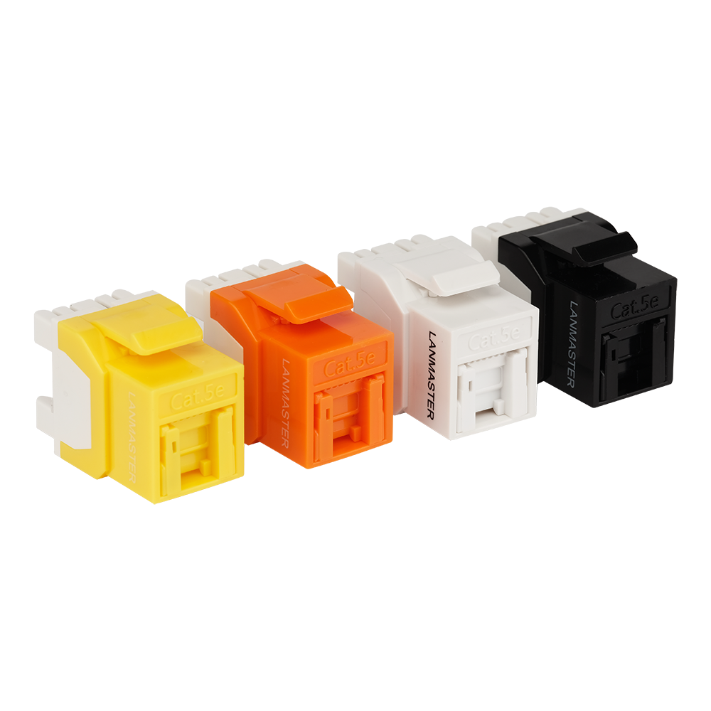 Модуль Keystone, RJ45, неэкранированный, кат.5E, со встроенной шторкой, 180 градусов, черный