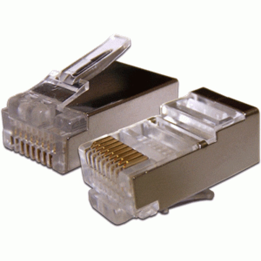 Коннектор для витой пары (сетевого кабеля) TWT-PL45/S-8P8C-6V RJ45 STP 8P8C, универсальный, со вставкой, категория 6, 100 шт.