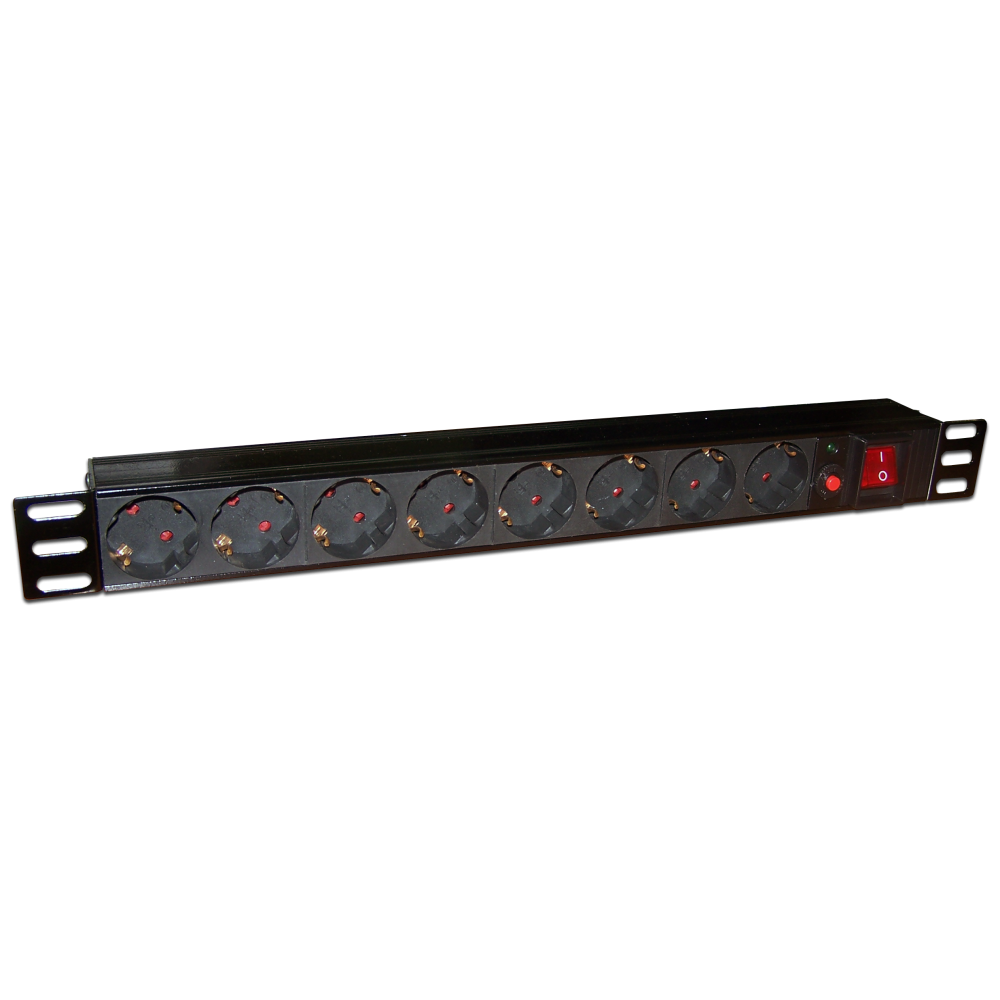 Блок розеток 19" 8 шт., 10A 250V, без шнура питания
