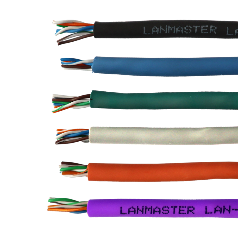 Кабель LANMASTER U/UTP, 4 пары, Кат. 5E, 350 МГц, LSZH, нг(А)-HF, черный, 305 м__