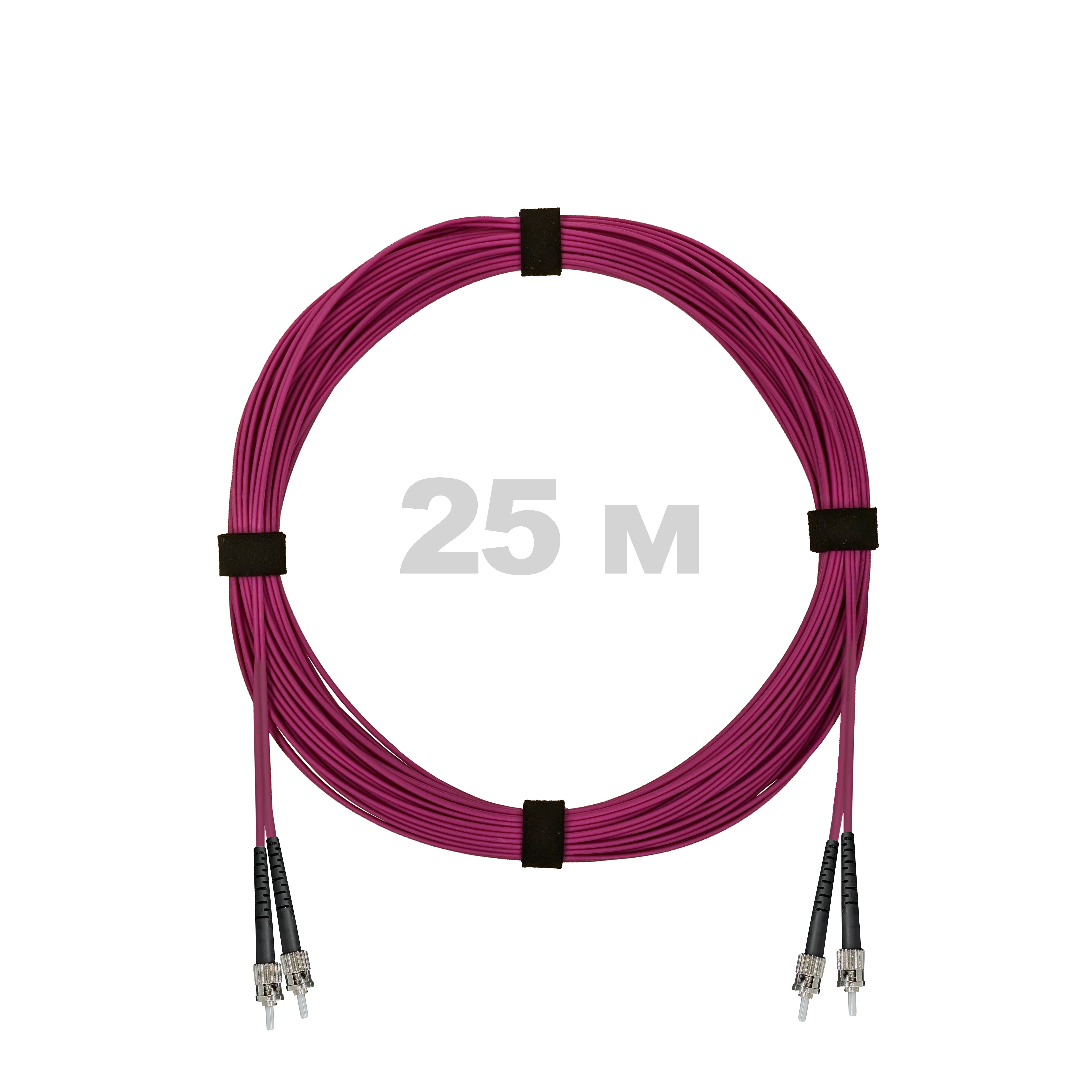 Патч-корд оптический ST/PC-ST/PC MM (OM4) 3mm duplex LSZH,  25 м.