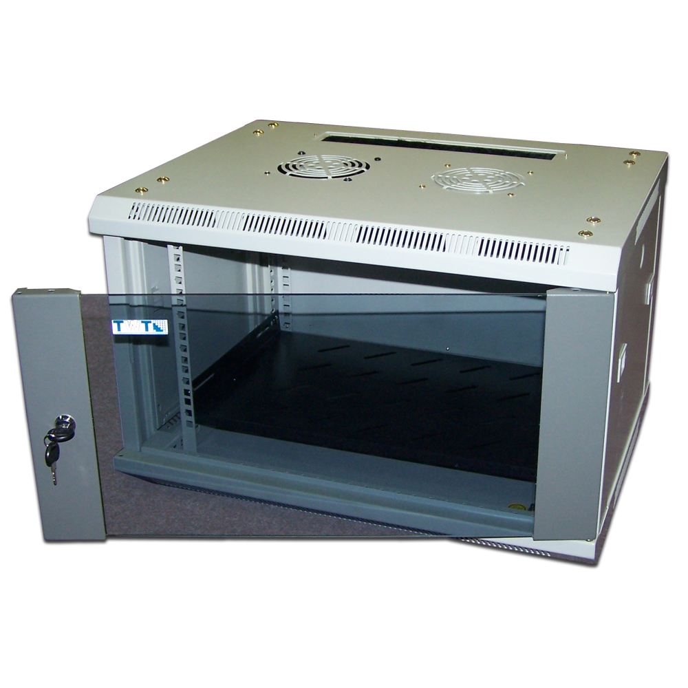 Шкаф настенный 2, 6U 600x600, стеклянная дверь__