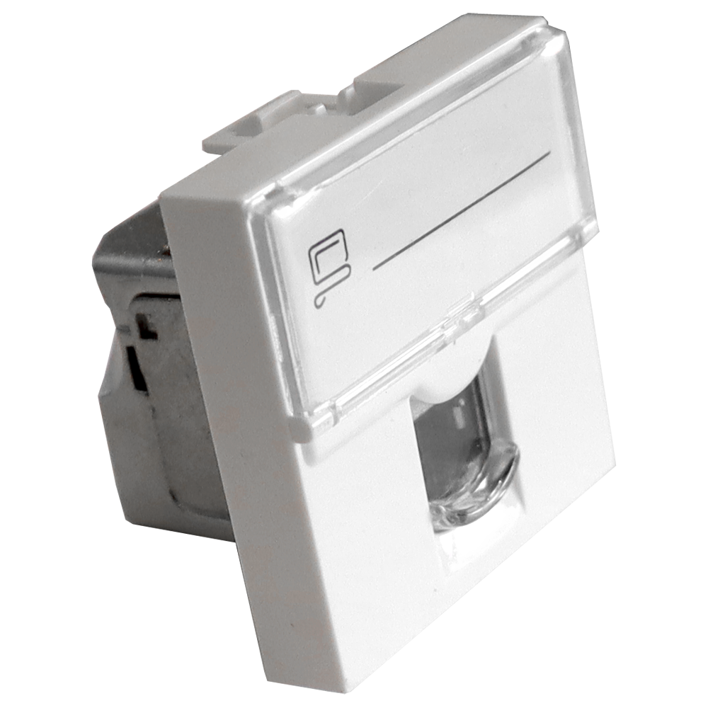 Вставка Mosaic 45x45, RJ-45 STP, кат.5e, со шторкой и увеличенным окном маркировки, белая