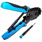 Обжимной инструмент для витой пары и кабеля с коннекторами 4P, 6P, 8P, с храповым механизмом