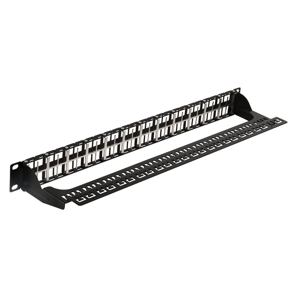 Патч-панель наборная 19" высокой плотности, неэкранированная, 48 портов, 1U, с задним органайзером__