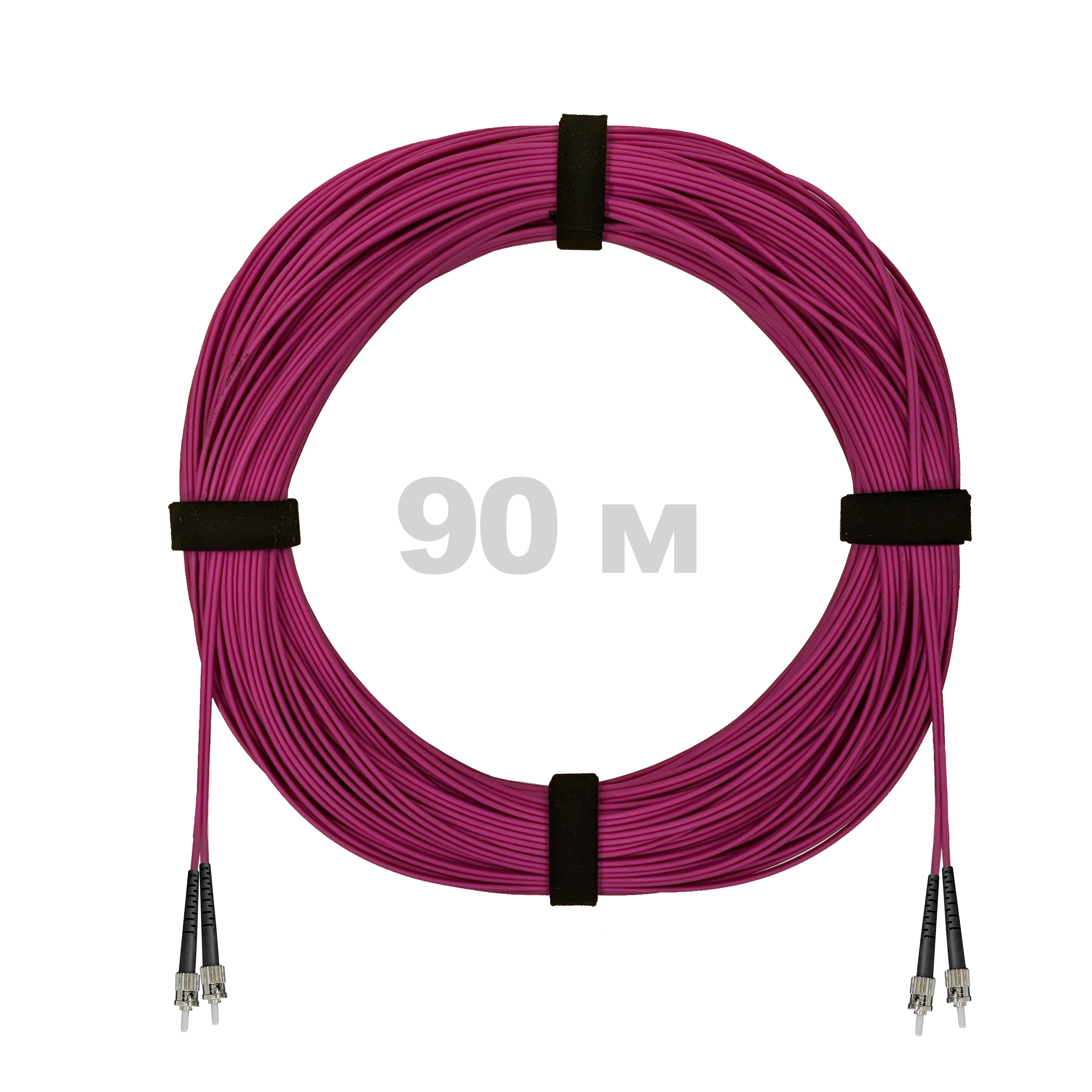 Патч-корд оптический ST/PC-ST/PC MM (OM4) 2mm duplex LSZH,  90 м.