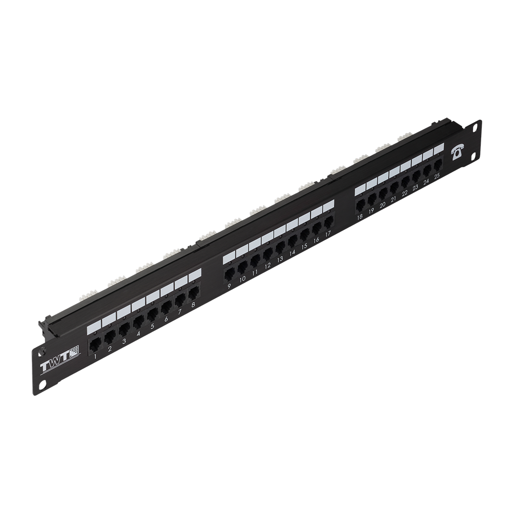Патч-панель телефонная с индикацией, 19", 1U, 25 портов RJ-11