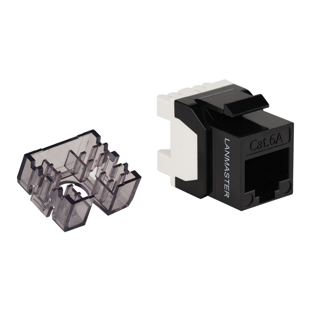 Модуль Keystone, RJ45, неэкранированный, кат.6A, без шторки, 180 градусов, черный__