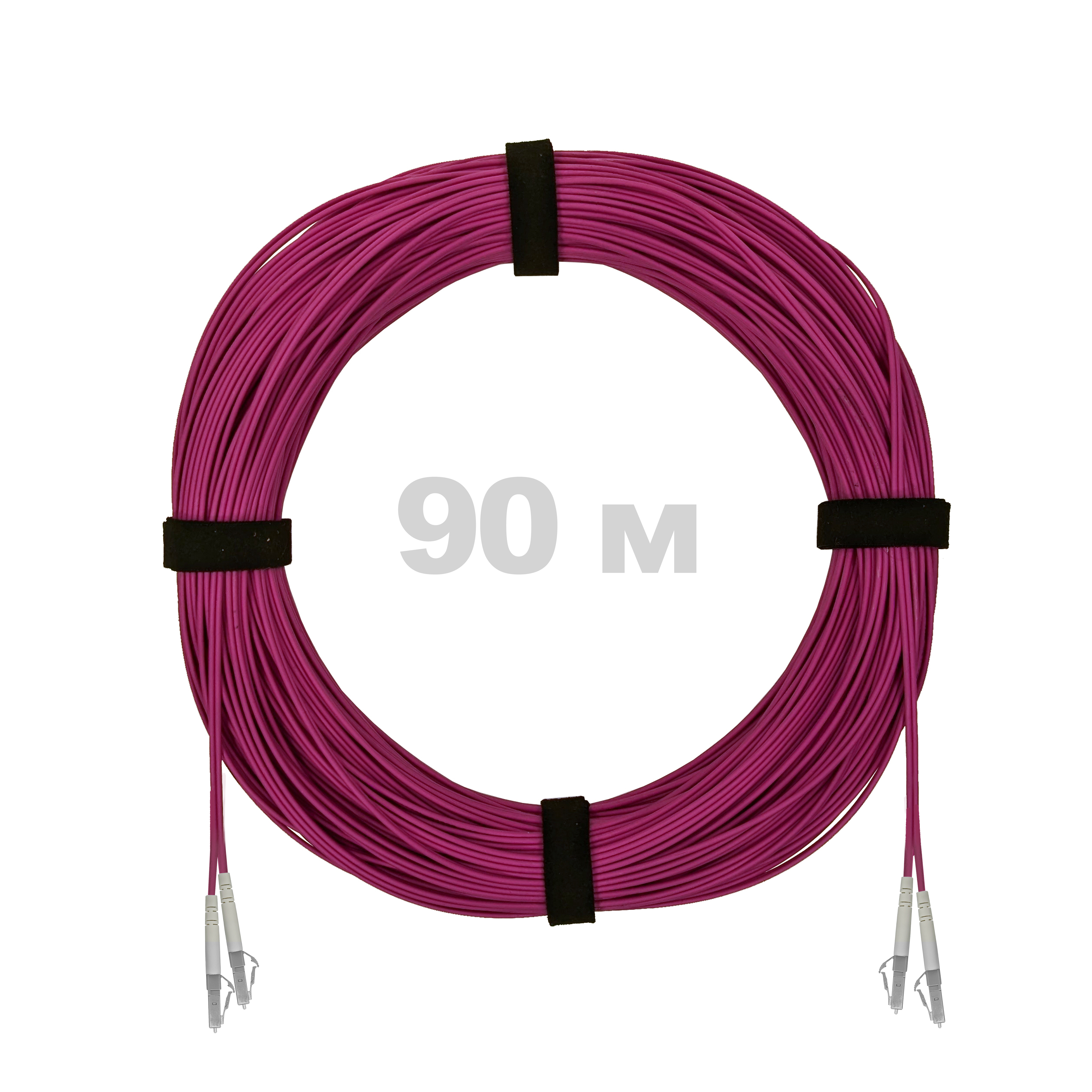 Патч-корд оптический LC/UPC-LC/UPC MM (OM4) 3mm duplex LSZH,  90 м.