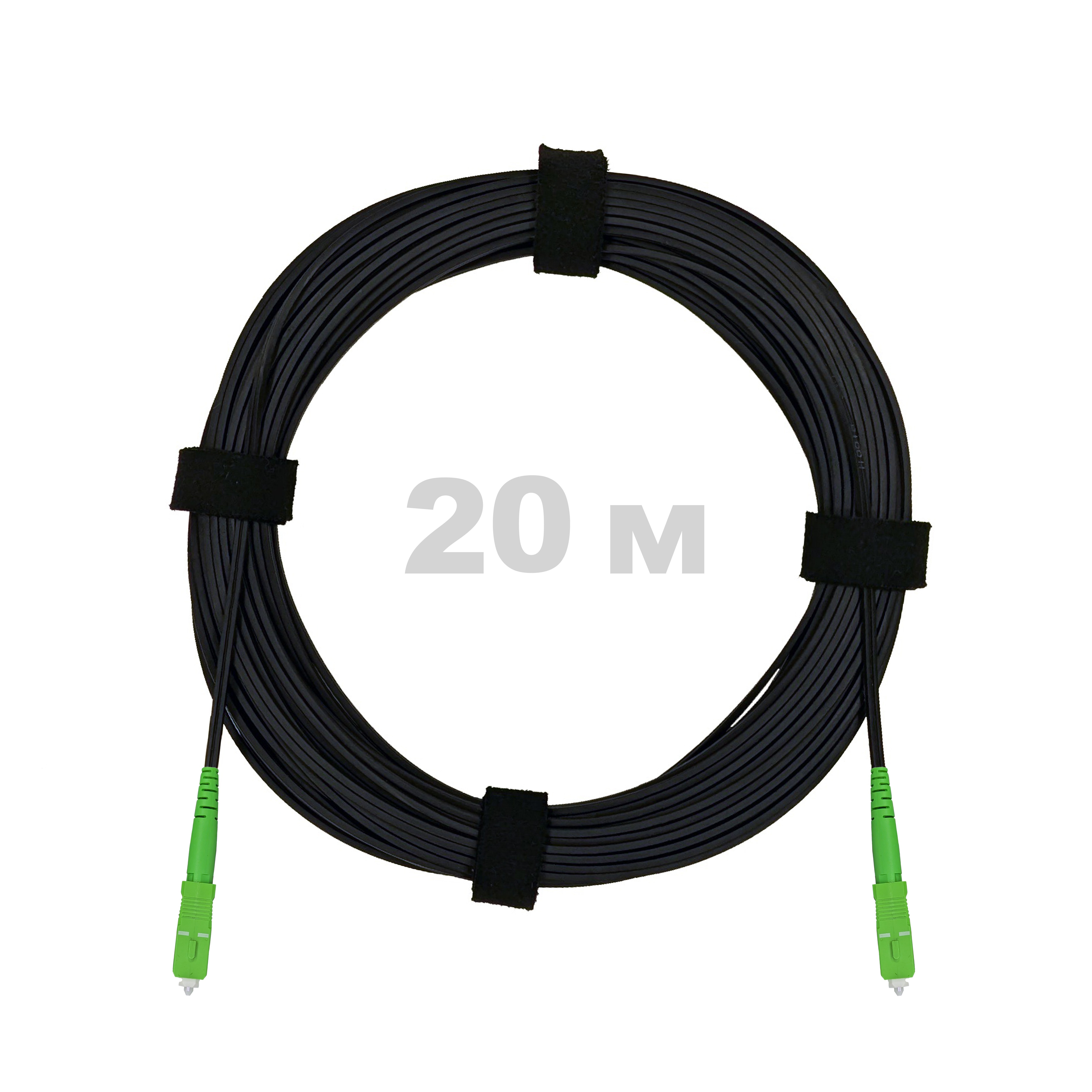 Патч-корд оптический FTTH диэлектрик FRP, G.657 LSZH 2SC/APC, черный 20 м.