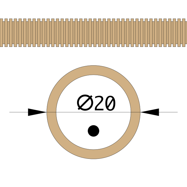 Труба гофрированная ПВХ легкая 350 Н сосна с/з д20 (50 м/уп) 