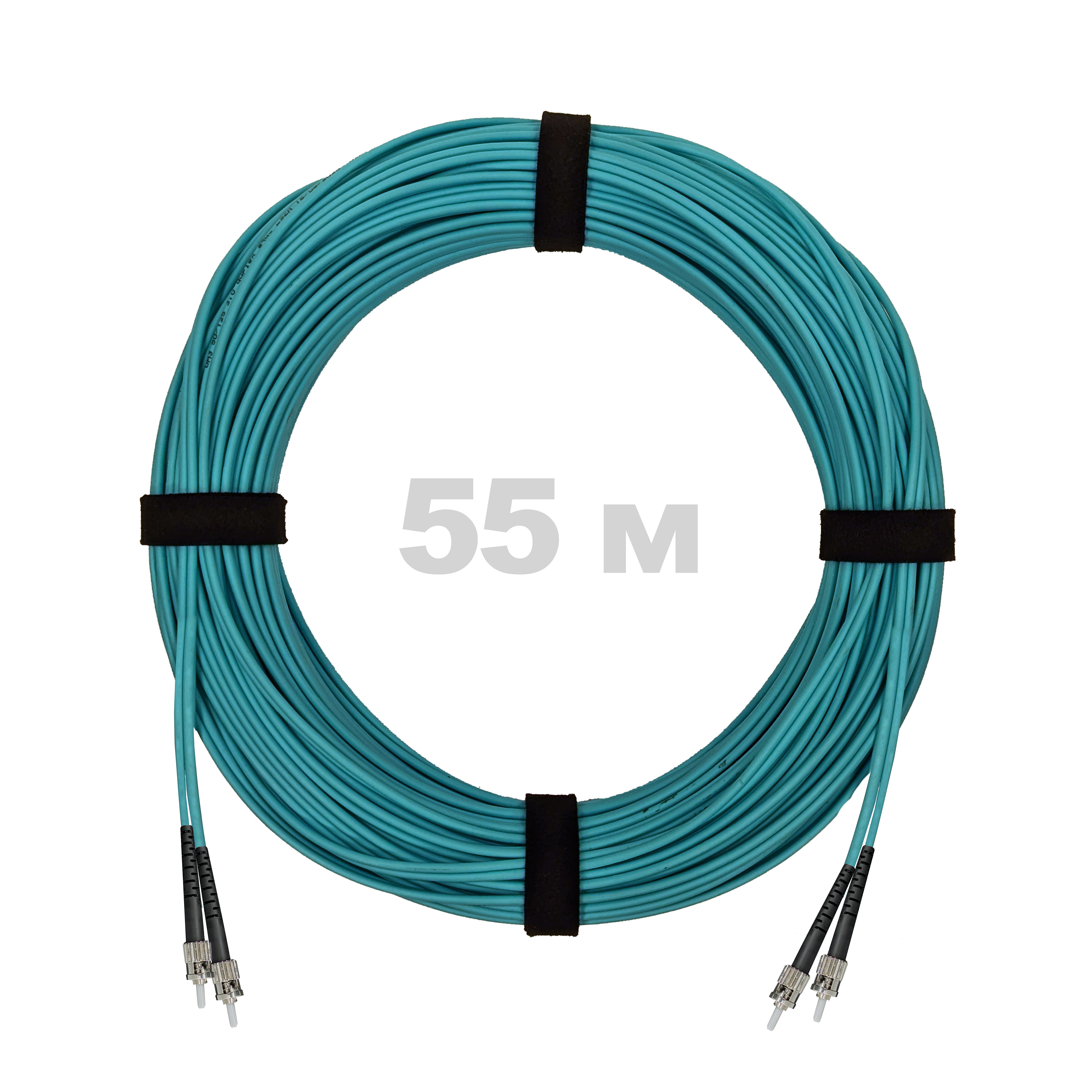 Патч-корд оптический ST/PC-ST/PC MM (OM3) 2mm duplex LSZH,  55 м.