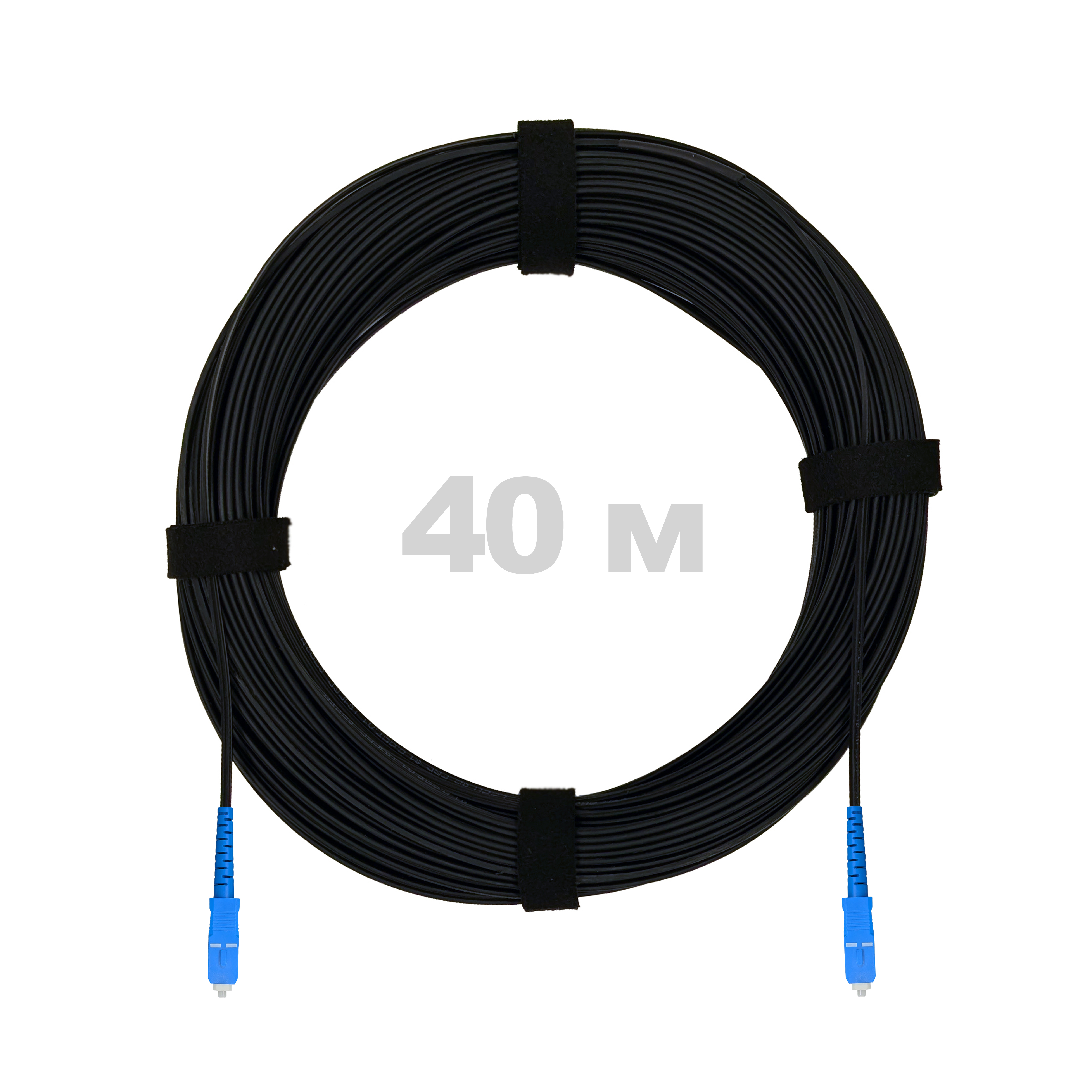 Патч-корд оптический FTTH с выносным силовым элементом, диэлектрик FRP, G.657, LSZH, 2 SC/UPC, чёрный 40 м