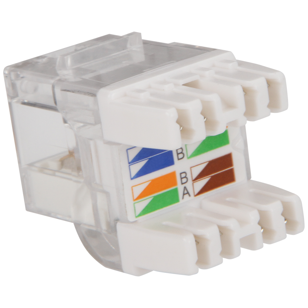 Модуль Keystone, RJ45, кат.6, UTP, 180 градусов, с индикатором, белый__