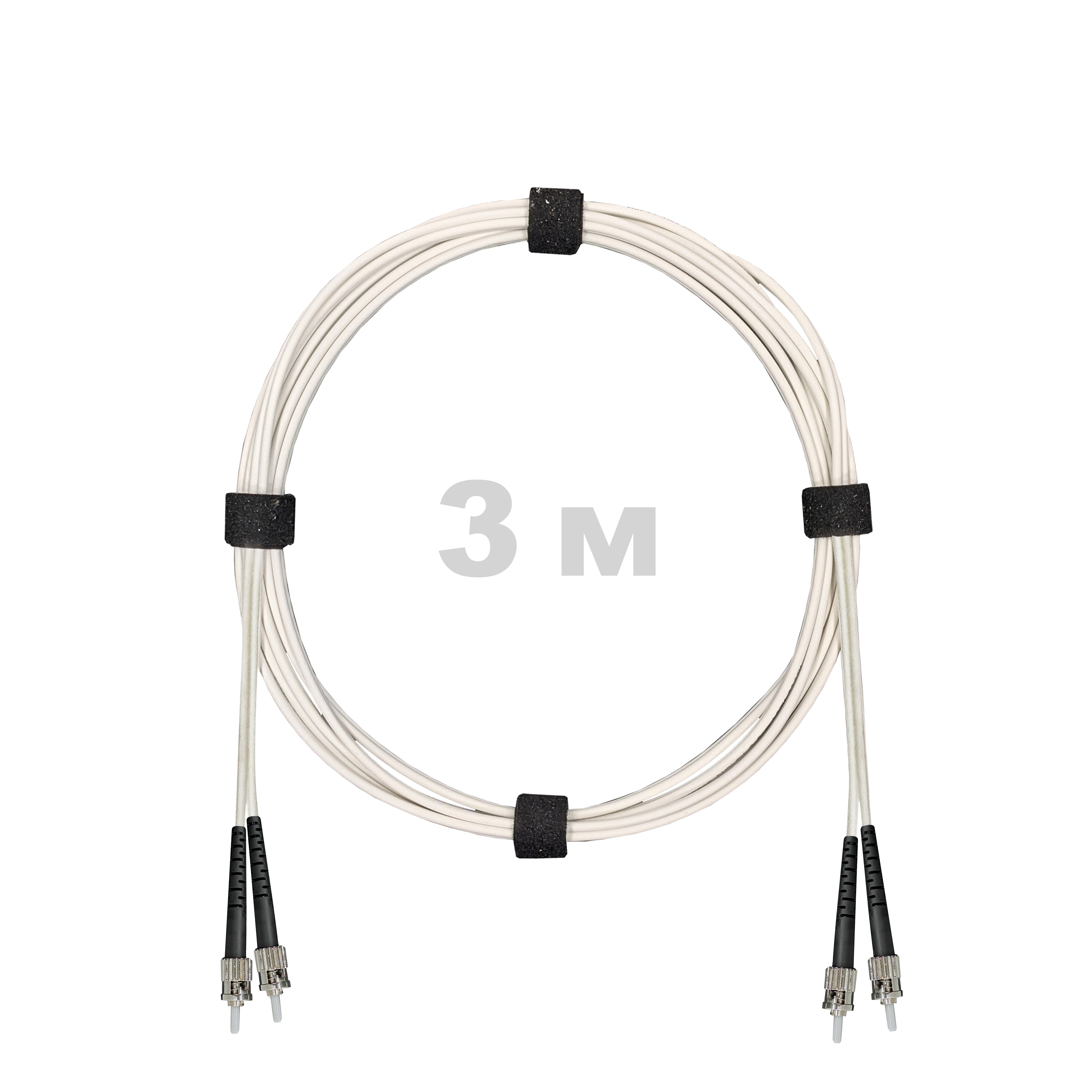 Патч-корд оптический армированный бронированный ST/PC-ST/PC SM (G.657A1) Duplex 2.0mm LSZH, ,белый, 3 м.
