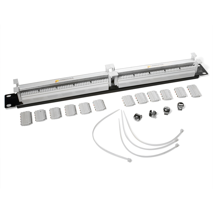 Кроссовая панель 110 типа, 100 пар, 19", 1U, LANMASTER, с модулями LAN-RS110-100FT