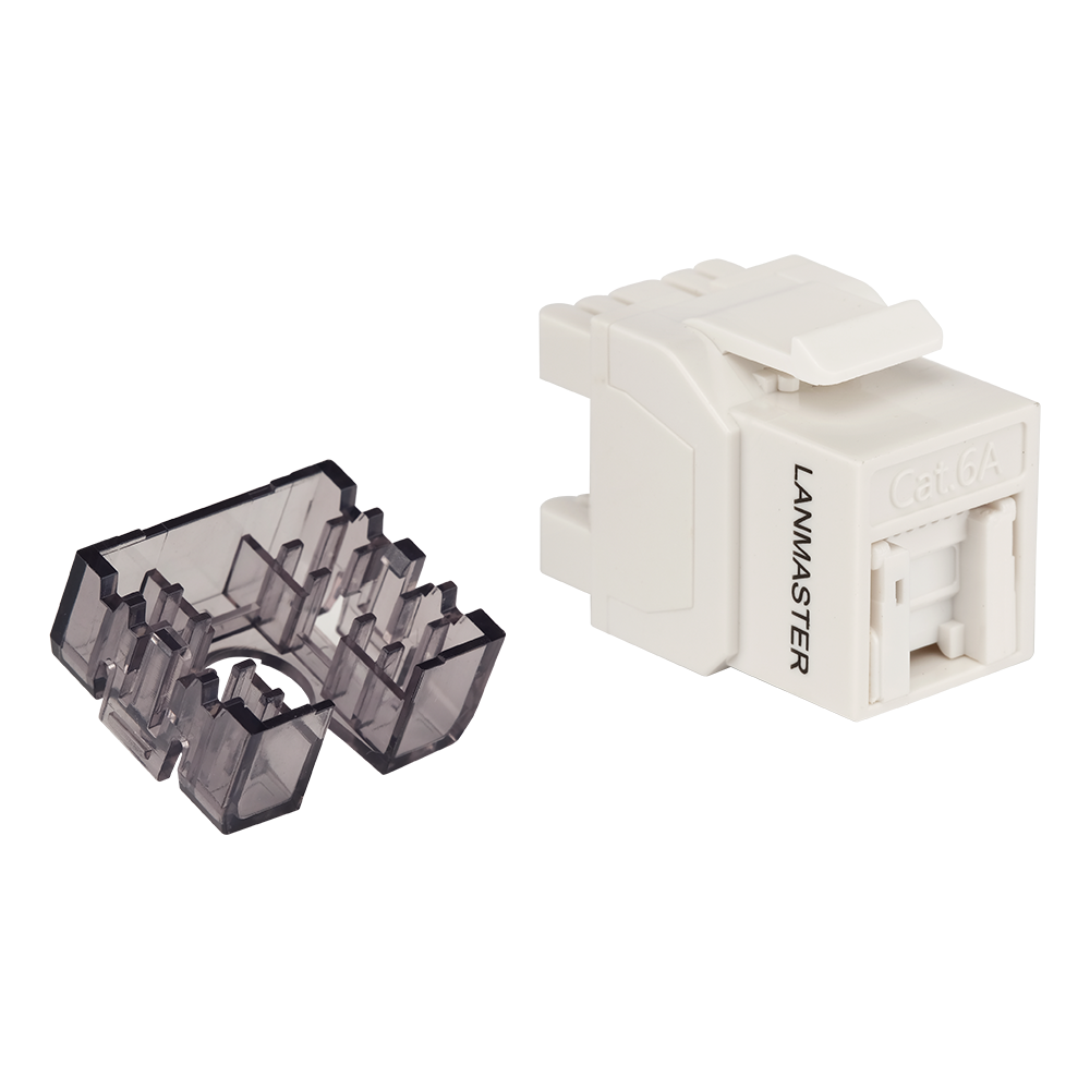 Модуль Keystone, RJ45, неэкранированный, кат.6A, со встроенной шторкой, 180 градусов, черный__