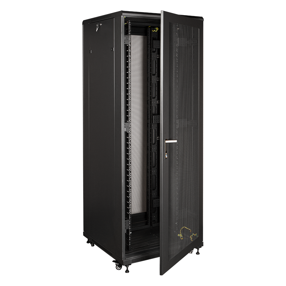 Шкаф 19" Business, 47U 800x1200, черный, передняя дверь стекло, задняя дверь распашная металл__