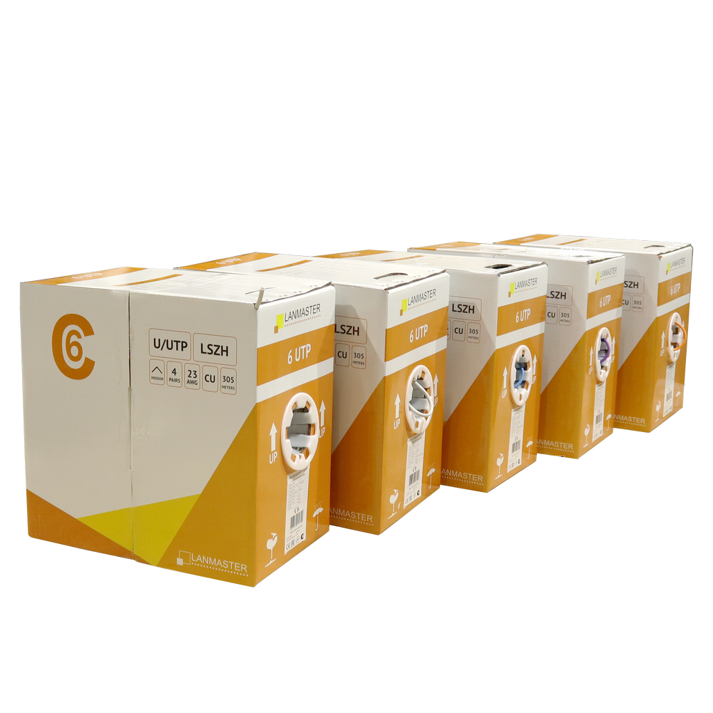 Кабель LANMASTER U/UTP, 4 пары, Кат. 6, с перегородкой, 550Mhz, LSZH, нг(A)-HF, фиолетовый, 305 м__