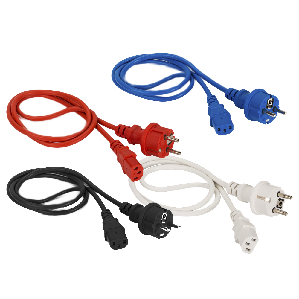 Шнур питания C13-Schuko, 3х0.75, 220В, 10А, черный, 1.5 метра