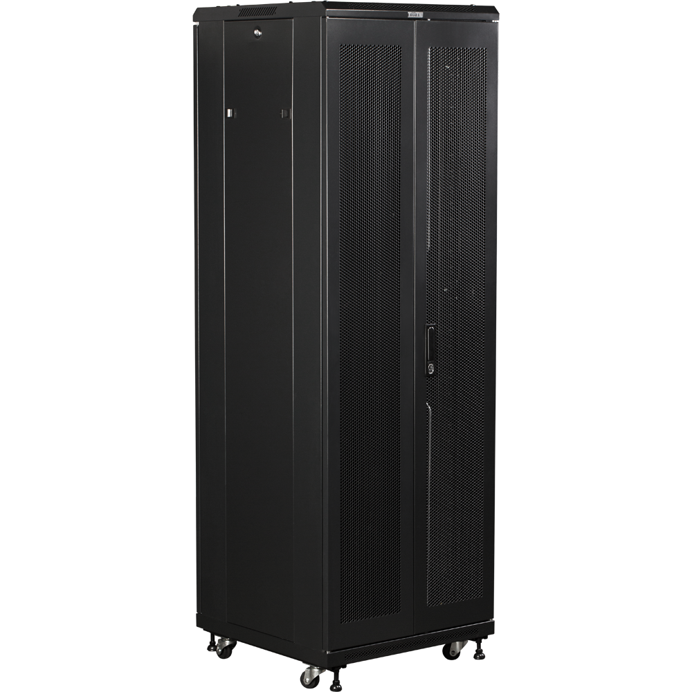 Шкаф 19" Business, 22U 600x1000, черный, передняя дверь стекло, задняя дверь распашная металл__