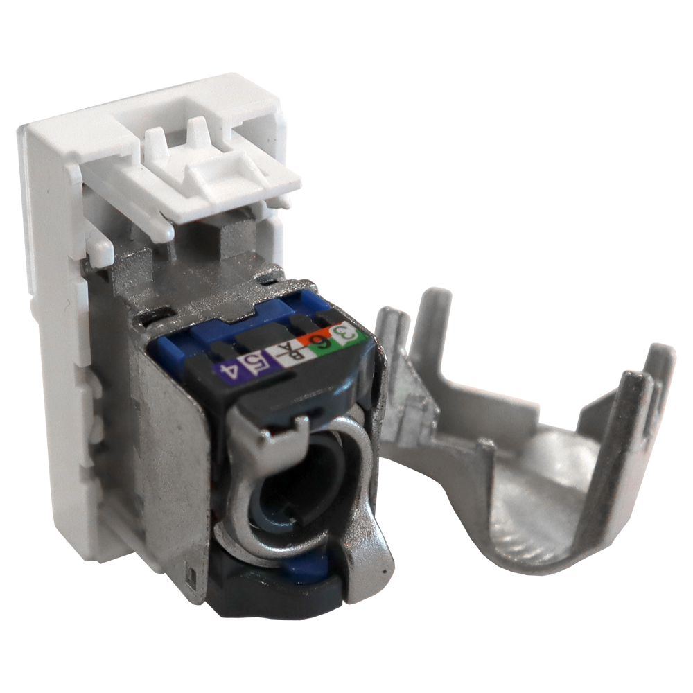 Вставка Mosaic 22.5x45, RJ-45 STP, кат.6, со шторкой и увеличенным окном маркировки, белая__