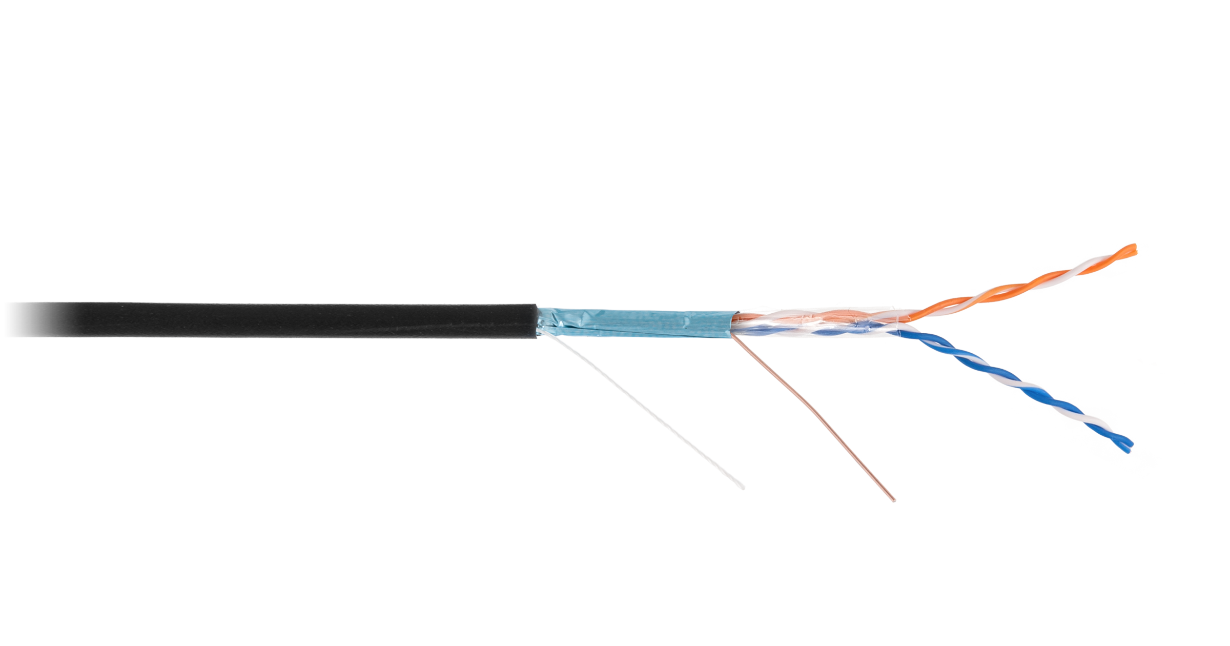 Кабель F/UTP 2 пары, Кат.5, медный, внешний, PE, черный, 305м