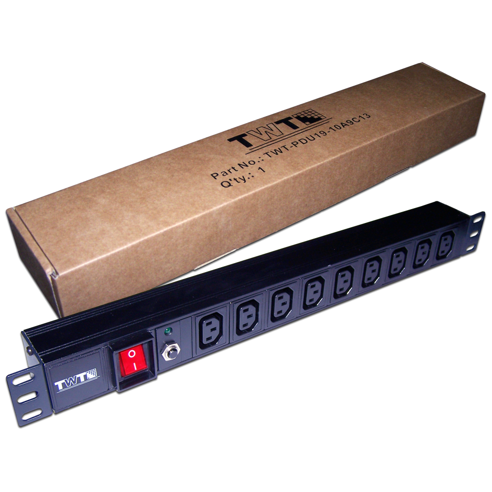 Блок розеток 19", 1-фазный с выключателем, 10A / 250V, 9xC13, без шнура питания, разъем C14__