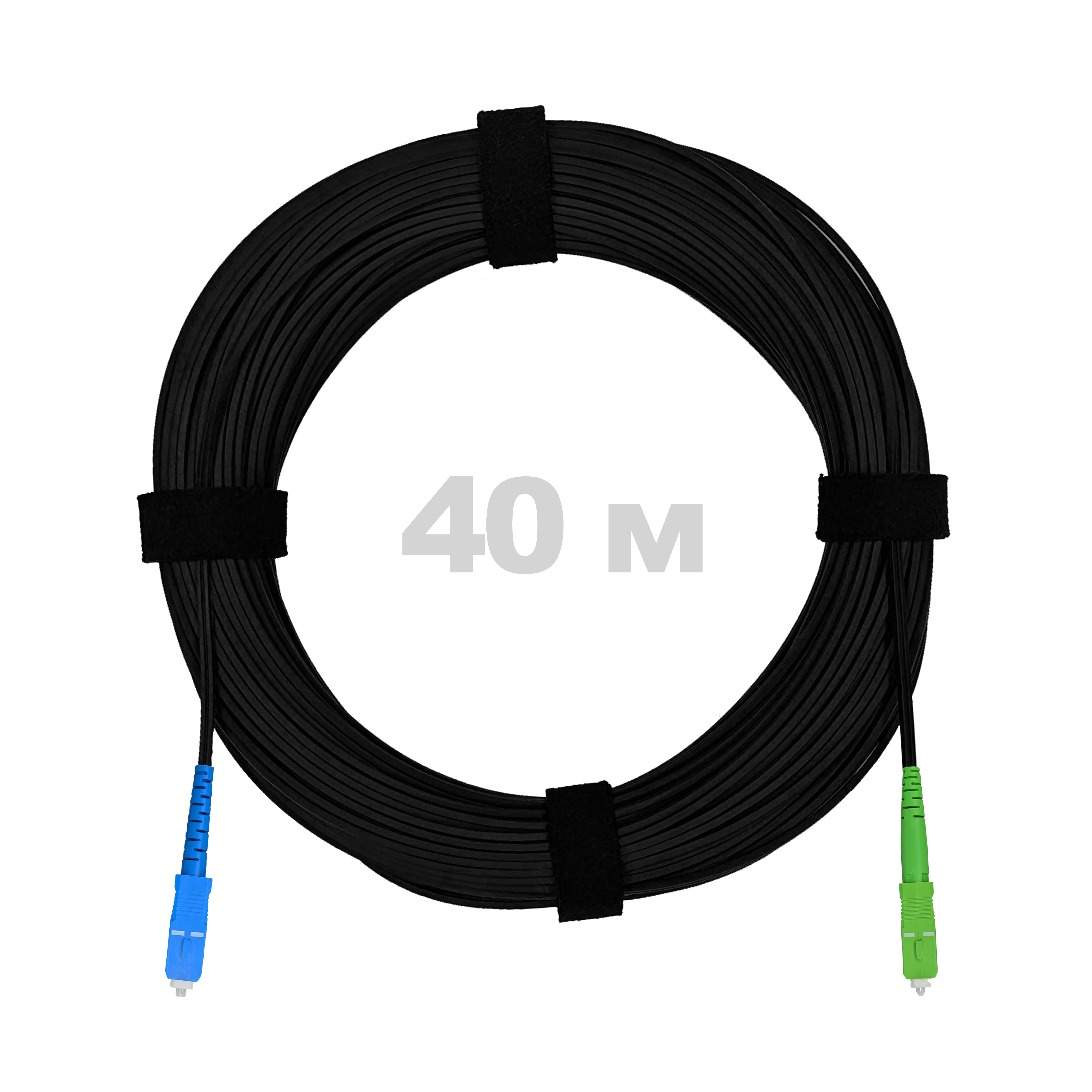 Патч-корд оптический FTTH, диэлектрик FRP, G.657, LSZH, SC/APC-SC/UPC, черный 40 м
