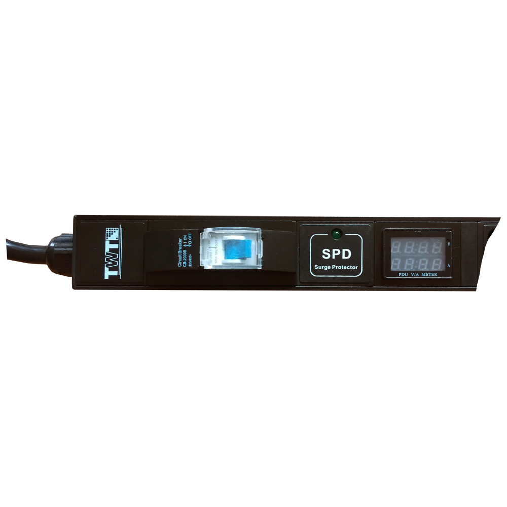 Вертикальный блок розеток, 20xC19, 250V, 32A, A/V-метр, шнур 3 метра, вилка IEC309__