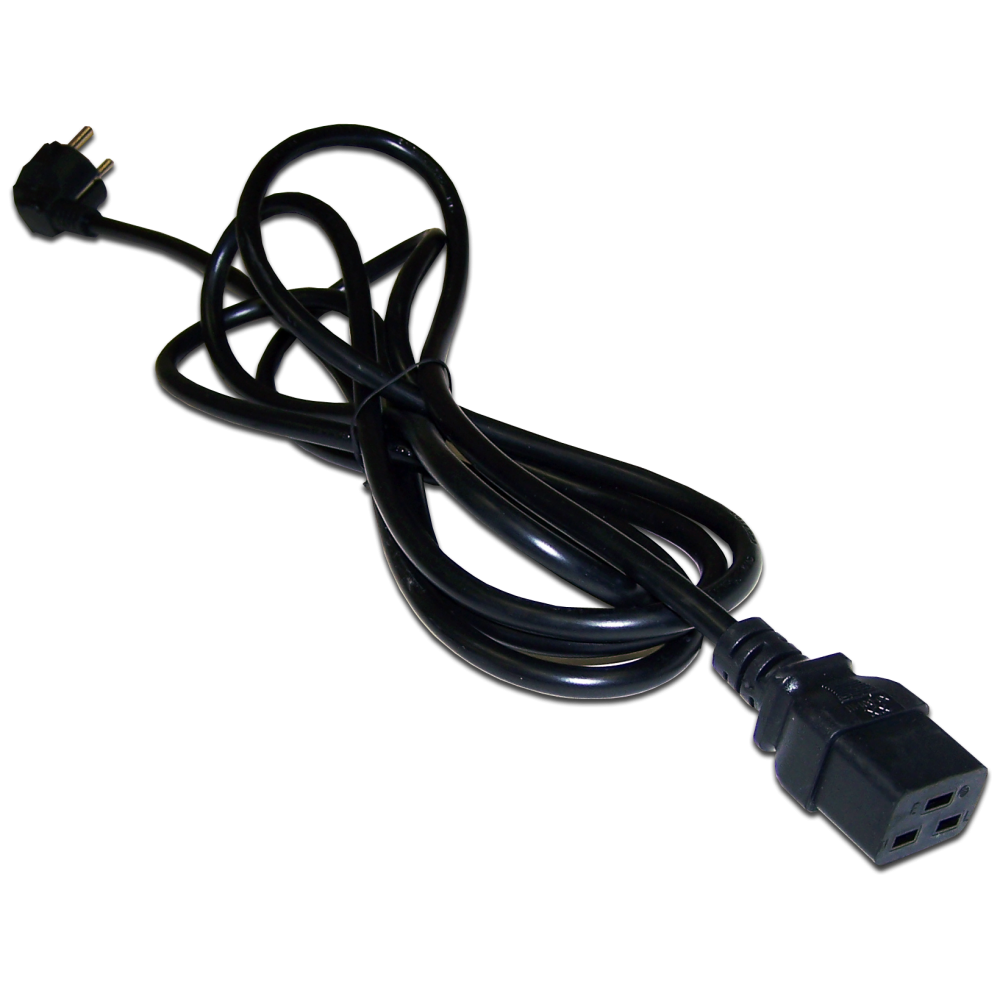 Шнур питания C19-Schuko угловая, 3х1.5, 220В, 16А, черный, 5 метров