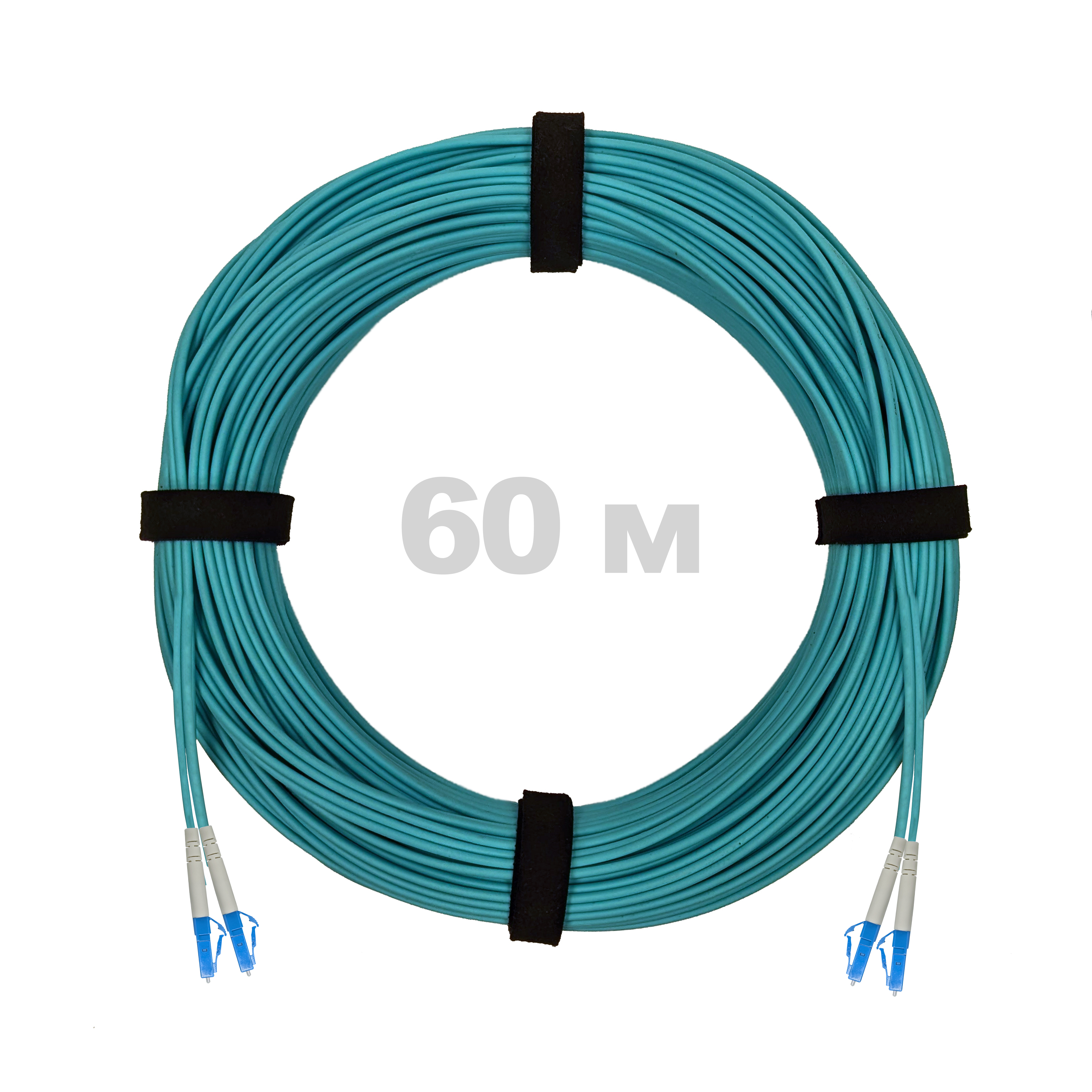 Патч-корд оптический LC/UPC-LC/UPC MM (OM3) 2mm duplex LSZH,  60 м.