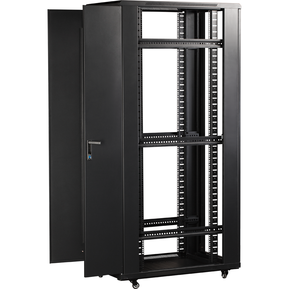 Шкаф 19" Business, 22U 600x1000, черный, передняя дверь стекло, задняя дверь распашная металл__