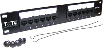 Патч-панель TWT-PP12UTP-10 10", 12 портов RJ-45, категория 5e, UTP, 1U, монтажный размер 254мм,