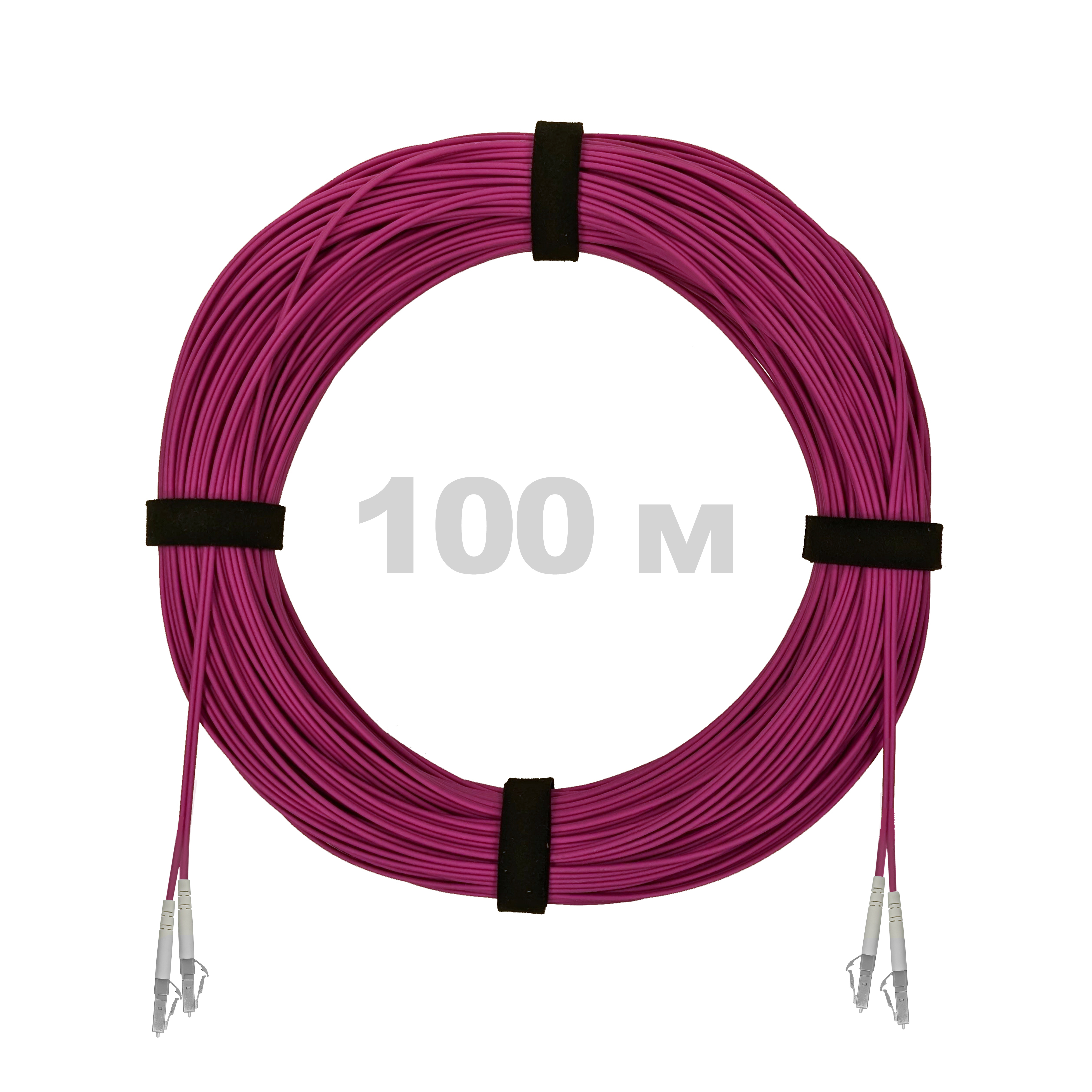 Патч-корд оптический LC/UPC-LC/UPC MM (OM4) 3mm duplex LSZH,  100 м.