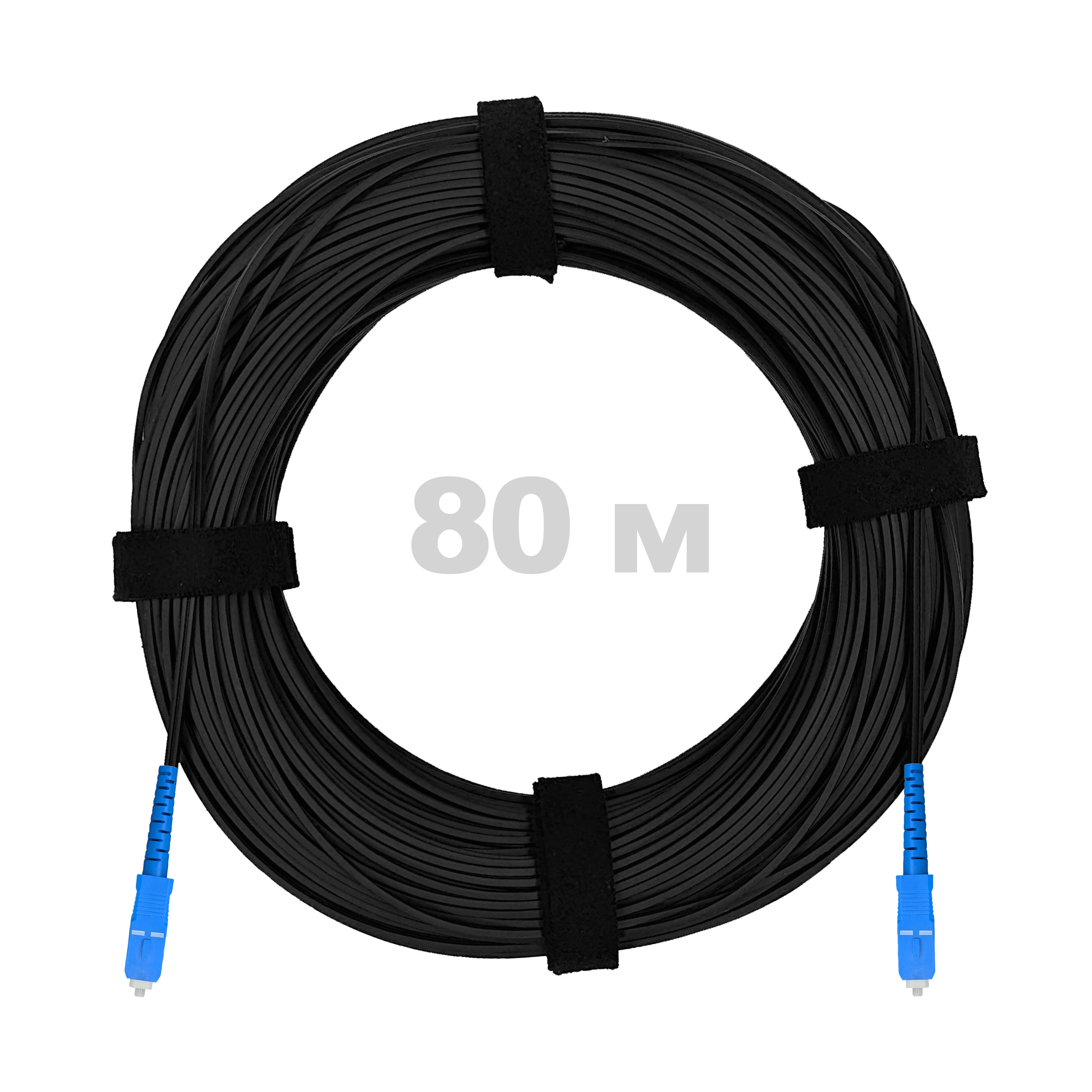 Патч-корд оптический FTTH диэлектрик FRP, G.657 LSZH 2SC/UPC, черный 80 м.