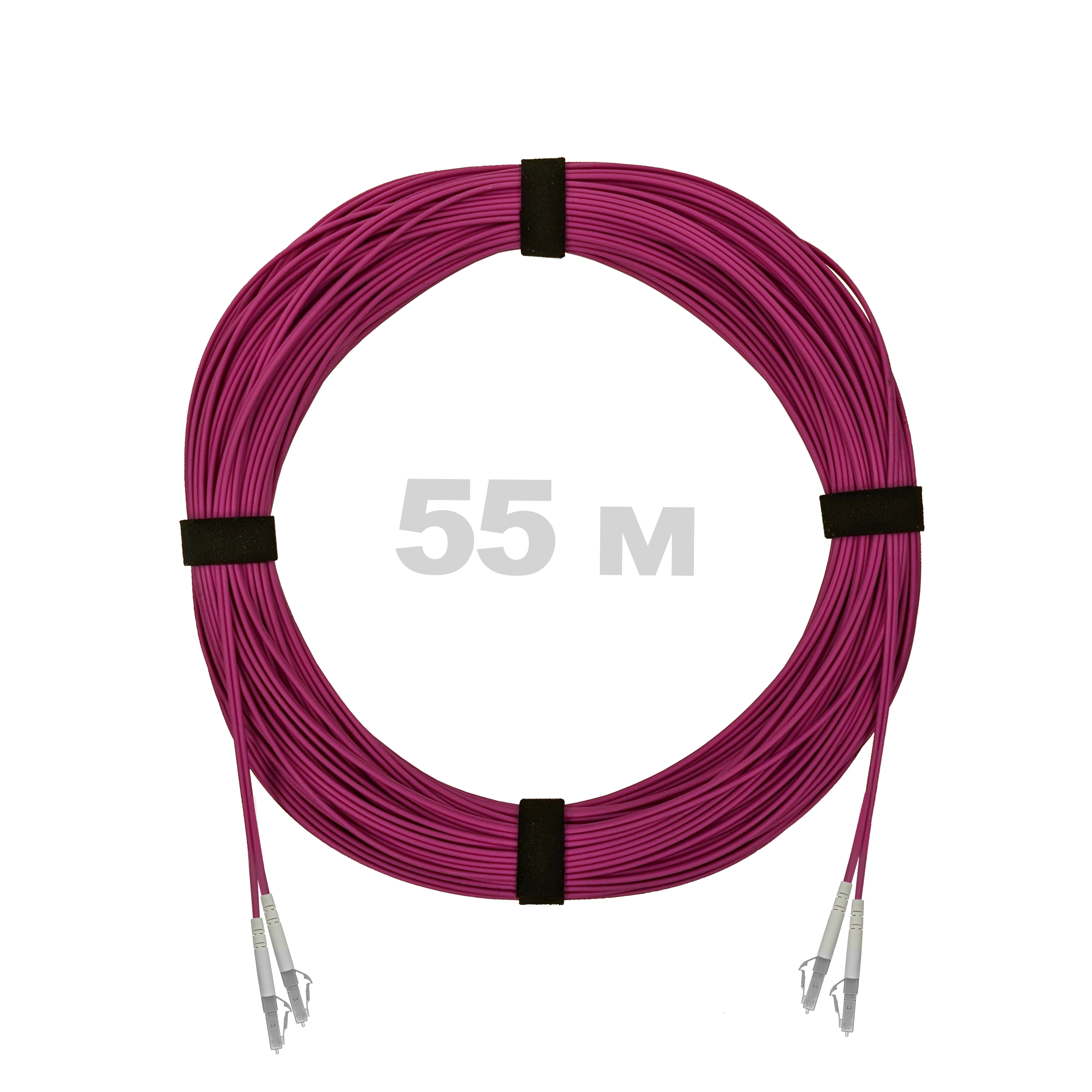 Патч-корд оптический LC/UPC-LC/UPC MM (OM4) 3mm duplex LSZH,  55 м.