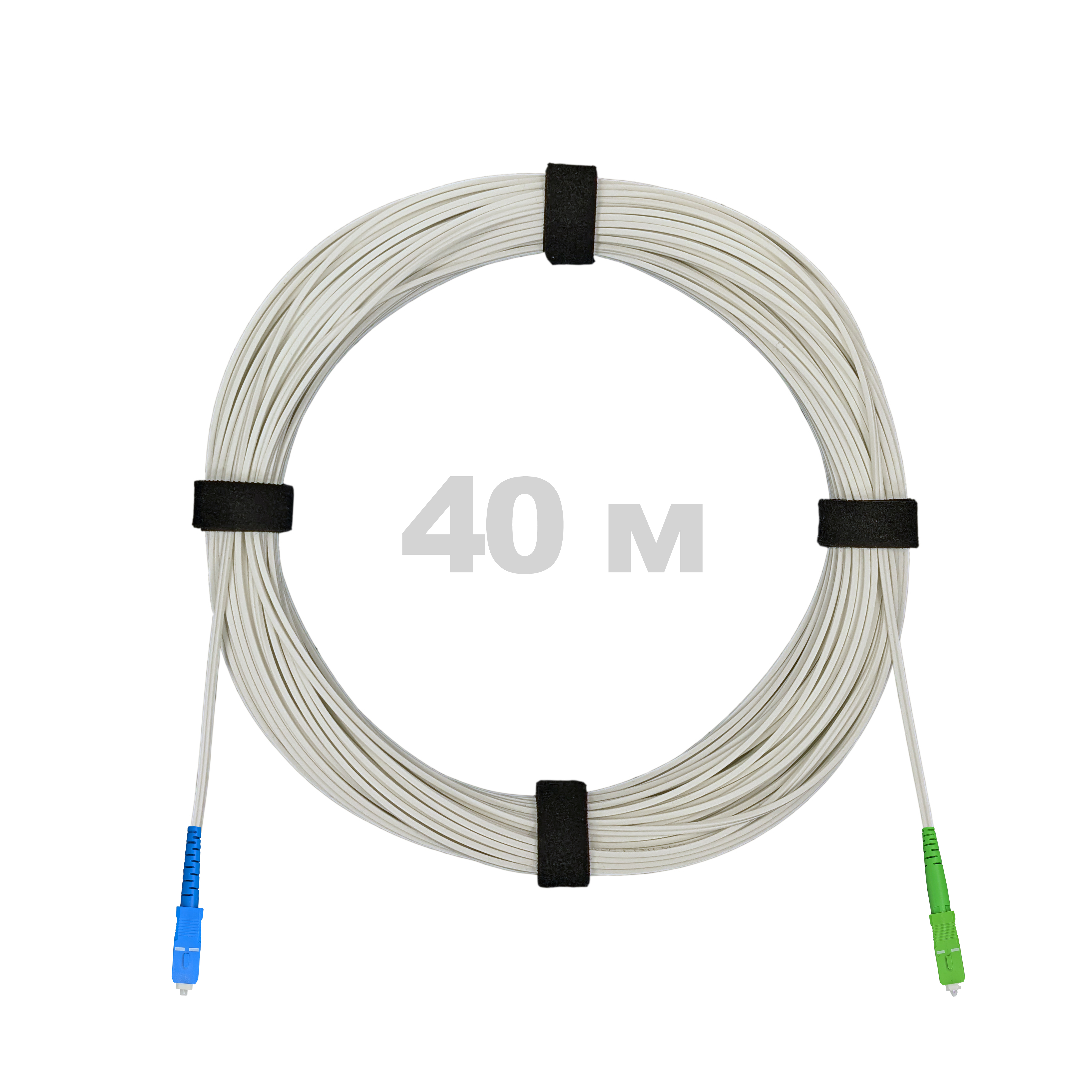 Патч-корд оптический FTTH, диэлектрик FRP, G.657, LSZH, SC/APC-SC/UPC, белый 40 м
