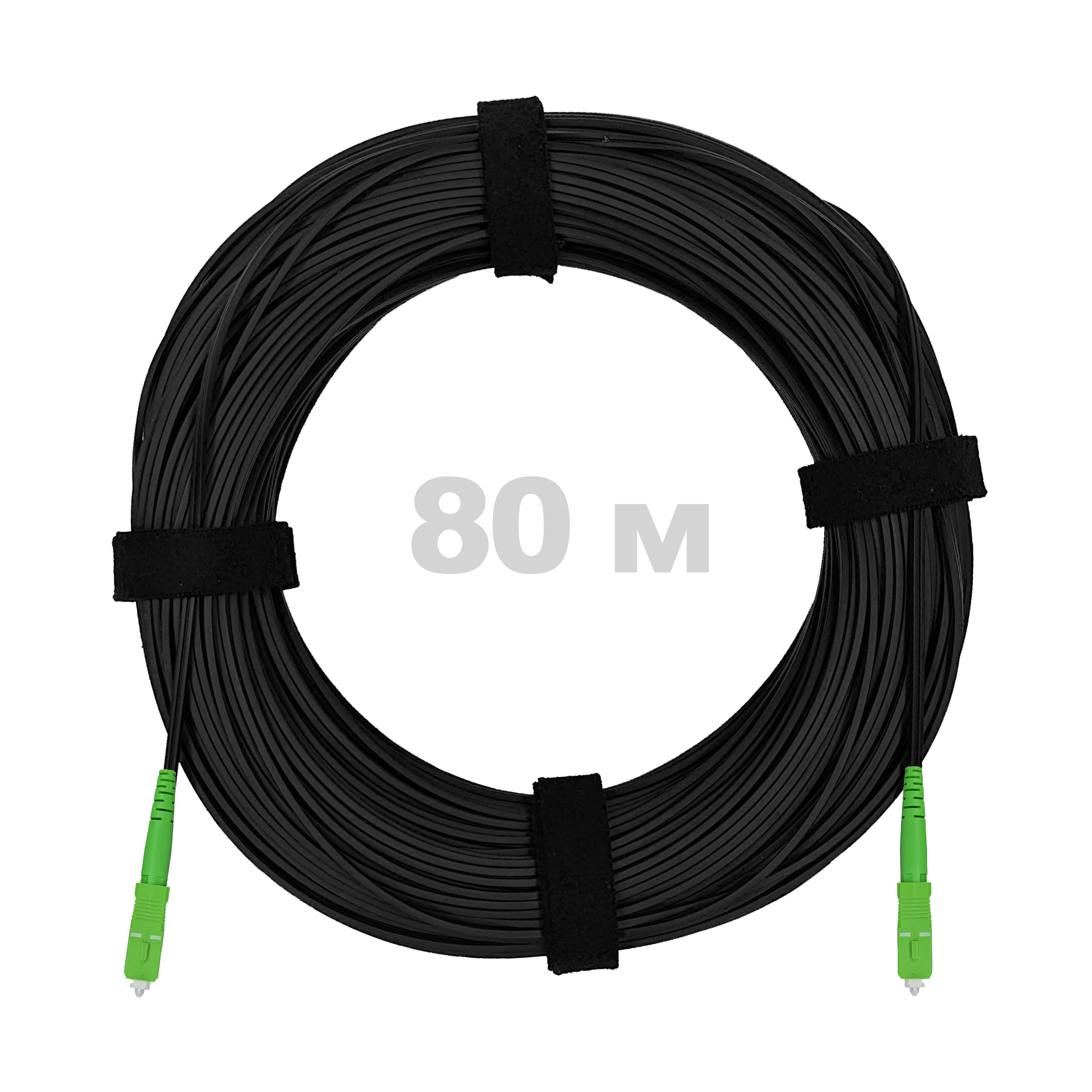 Патч-корд оптический FTTH диэлектрик FRP, G.657 LSZH 2SC/APC, черный 80 м.