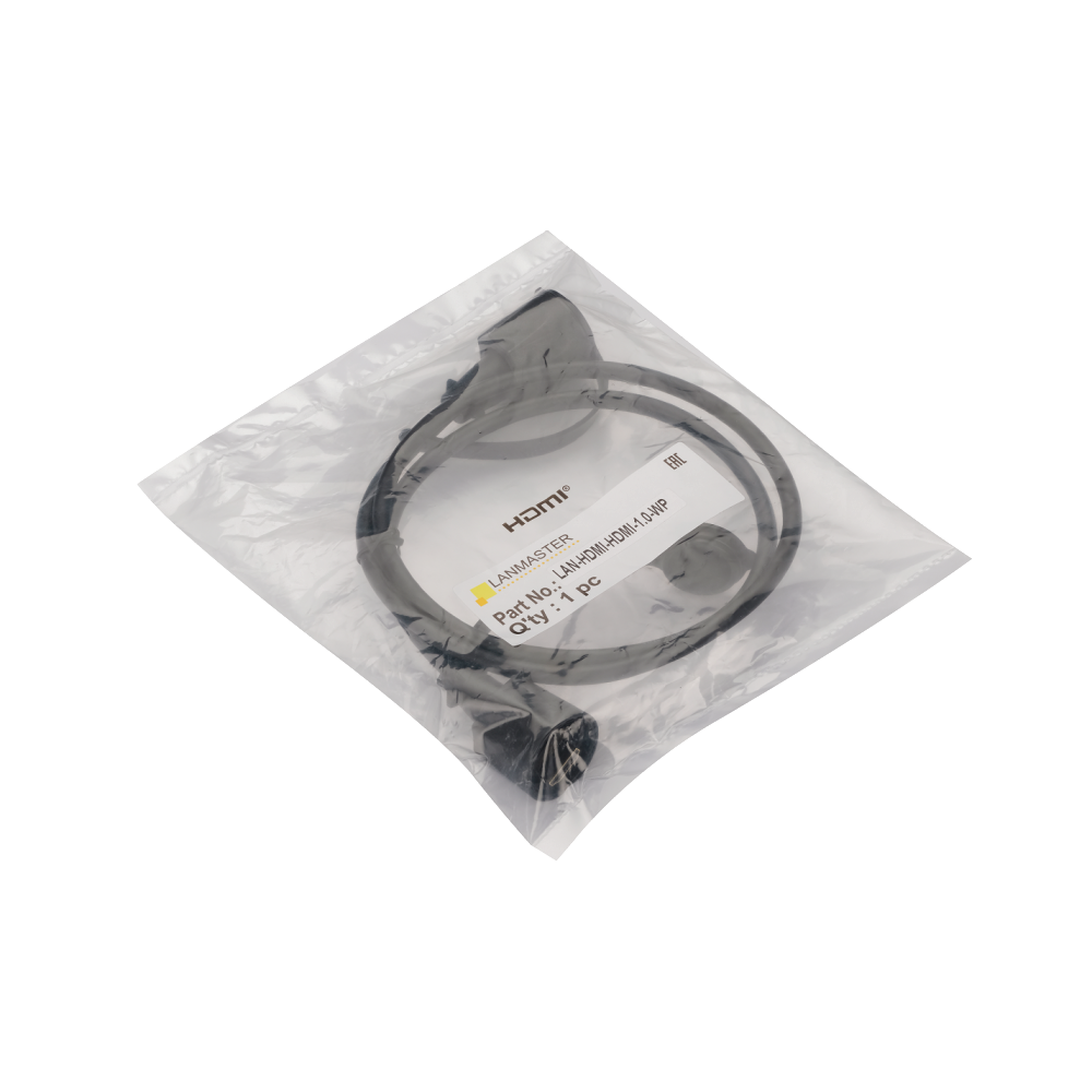 Индустриальный шнур LANMASTER HDMI, IP68, 1.0 м, черный__