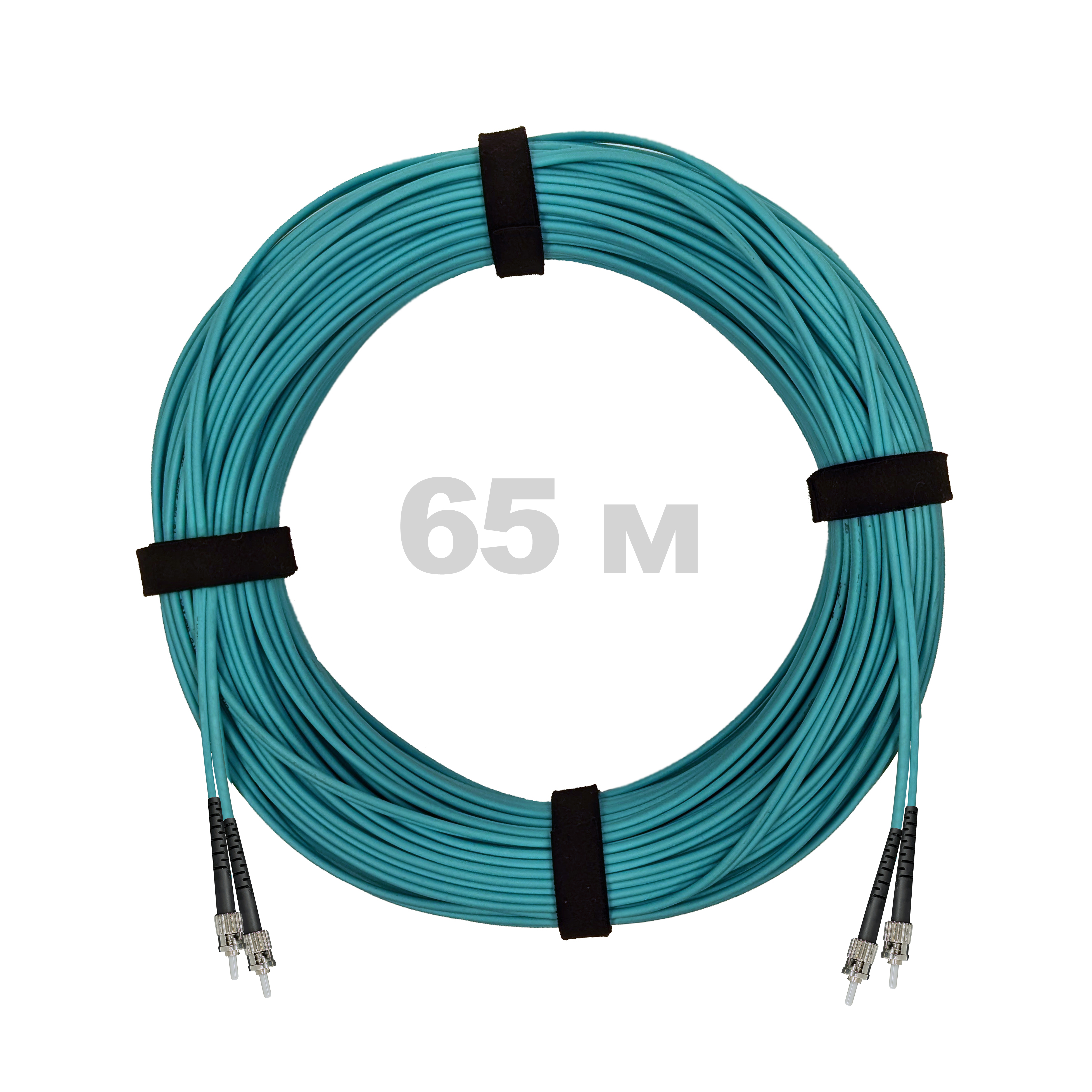 Патч-корд оптический ST/PC-ST/PC MM (OM3) 2mm duplex LSZH,  65 м.