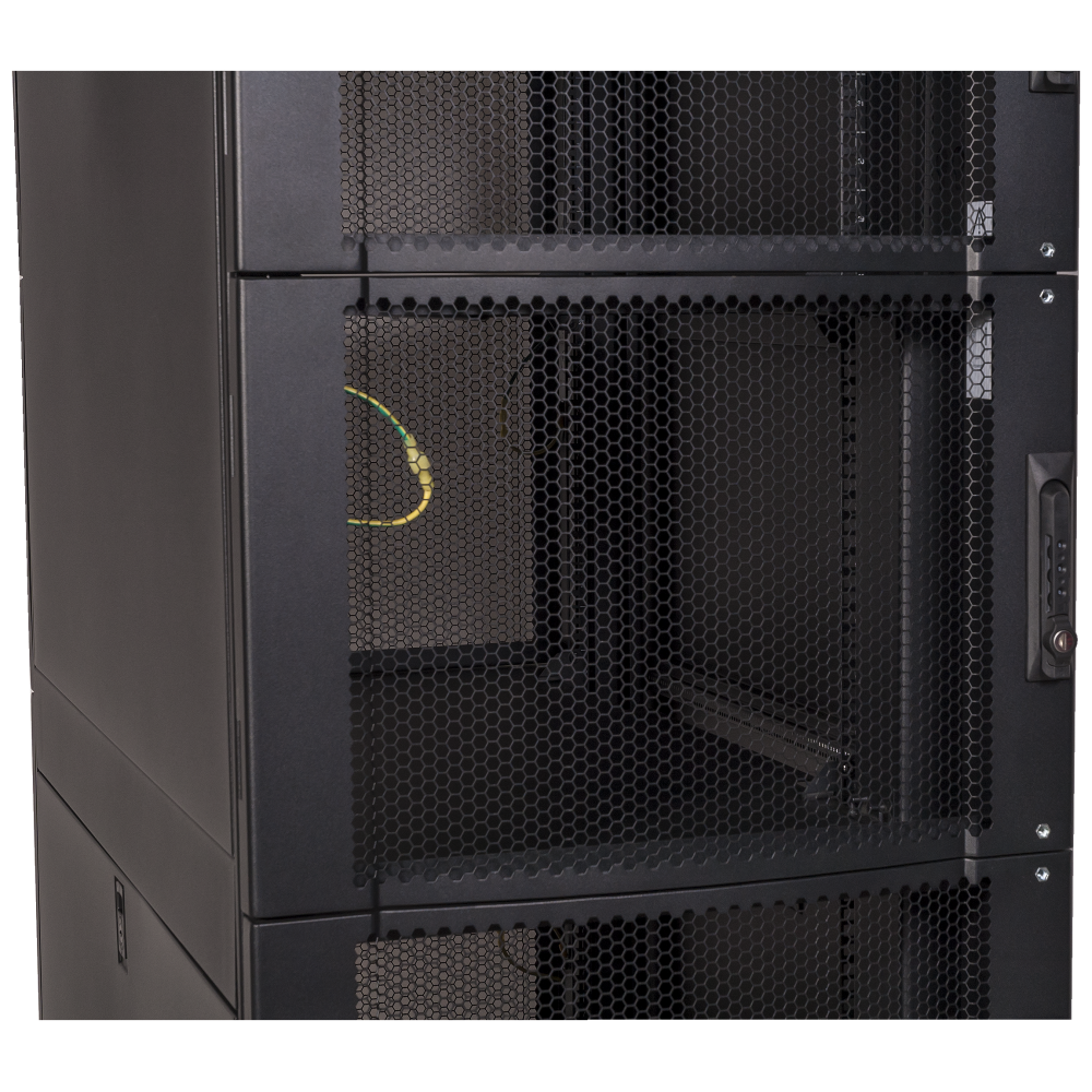 Шкаф LANMASTER DC 42U 600x1070 мм, 4 секции, двери с перфорацией, с боковыми панелями, черный__