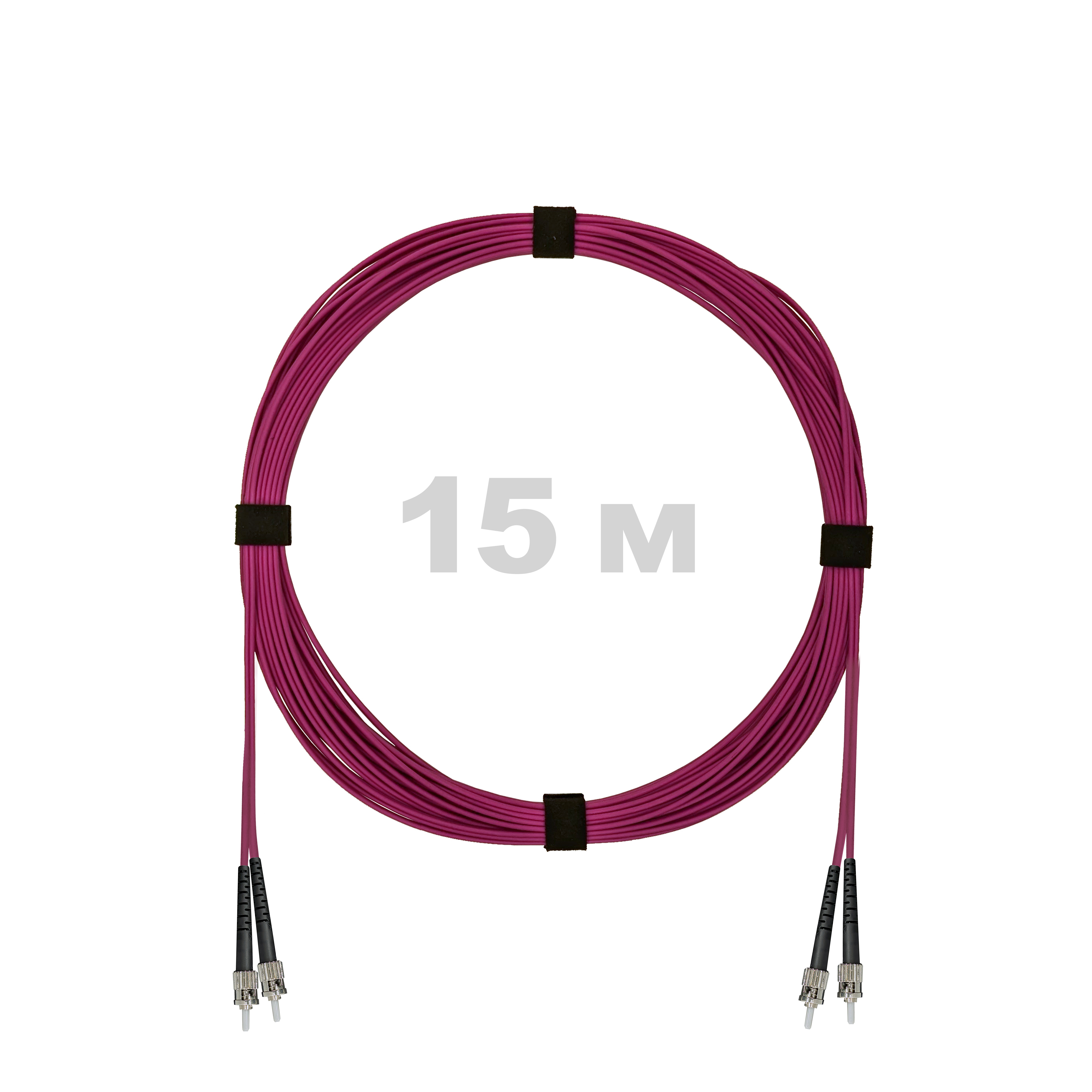 Патч-корд оптический ST/PC-ST/PC MM (OM4) 3mm duplex LSZH,  15 м.