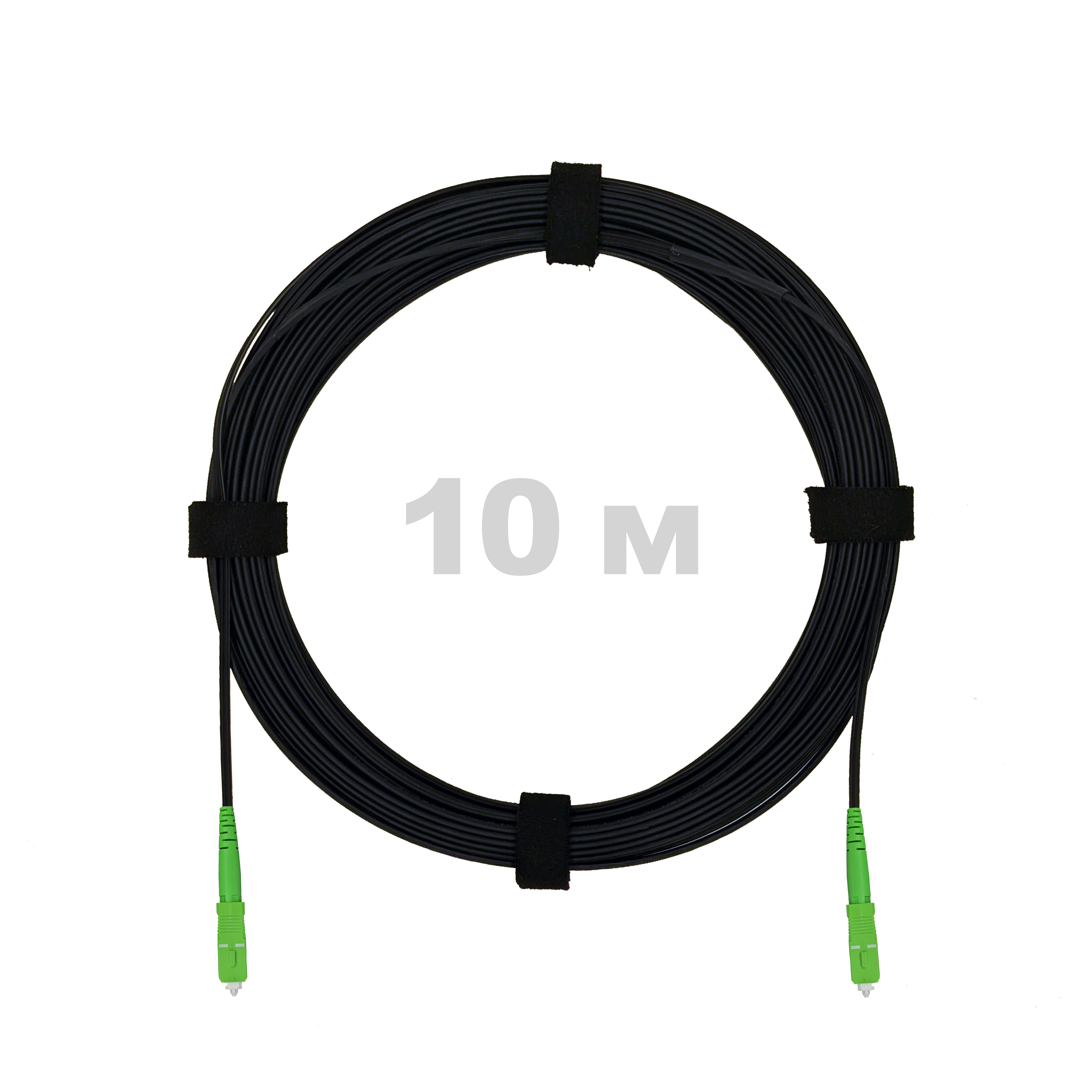 Патч-корд оптический FTTH с выносным силовым элементом, диэлектрик FRP, G.657, LSZH, 2 SC/APC, чёрный, 10 м