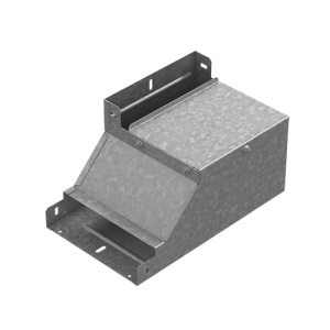 Поворот вертикальный вверх левый к лотку 300х65, толщ. 1,0 мм, гор. цинк